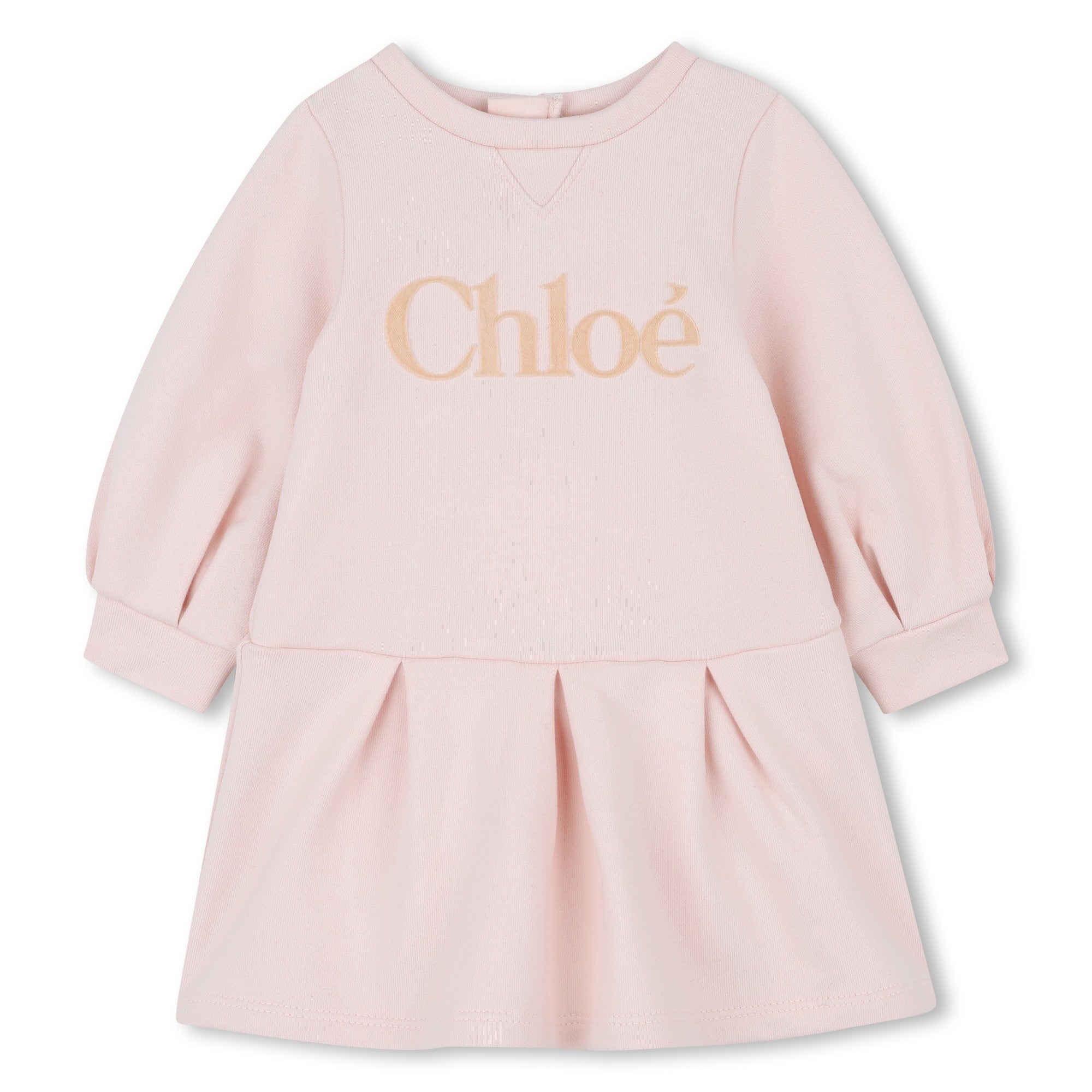 Pink Organic Cotton French Terry Dress with Logo Embroidery