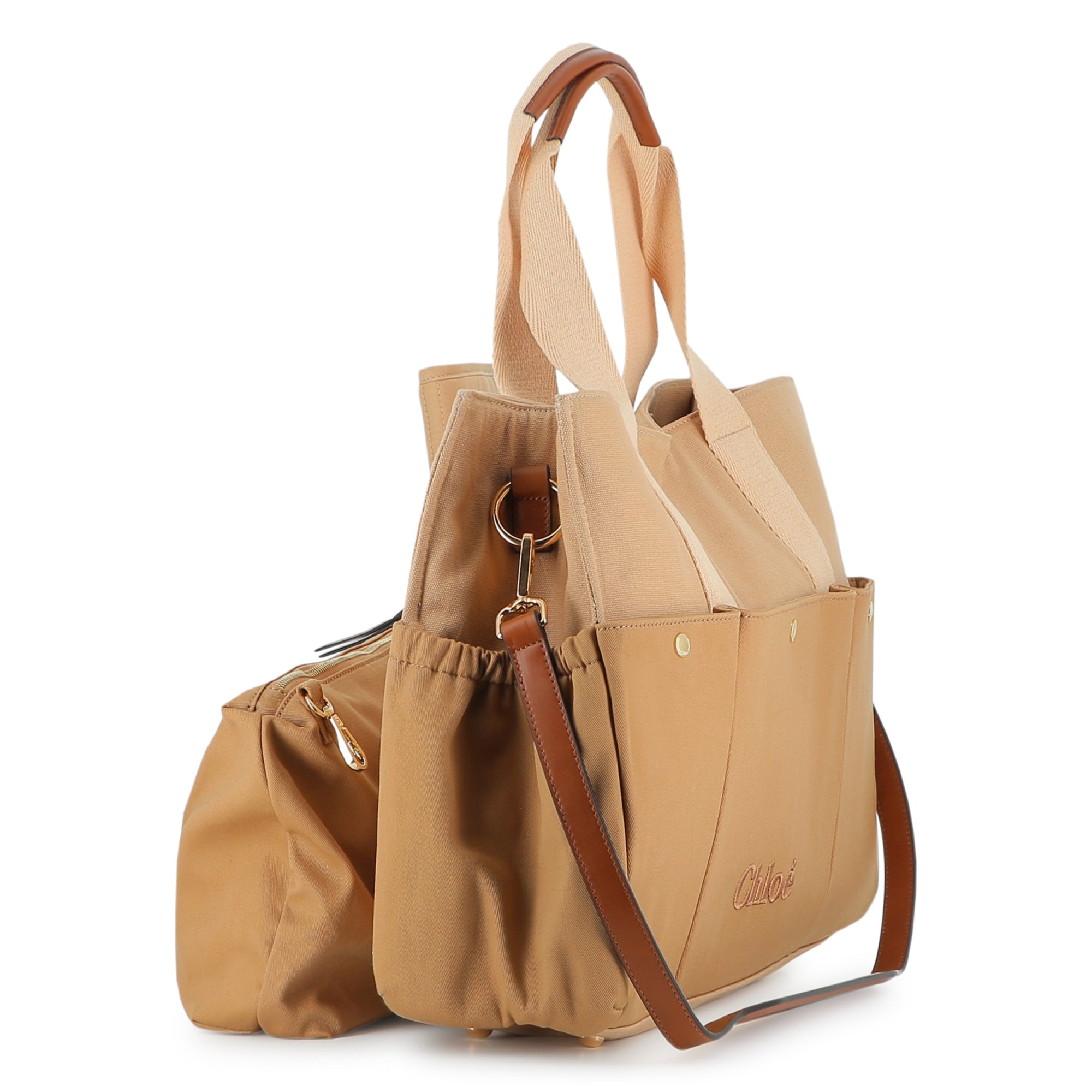 Multi-Pocket Canvas Changing Bag with Matching Accessories