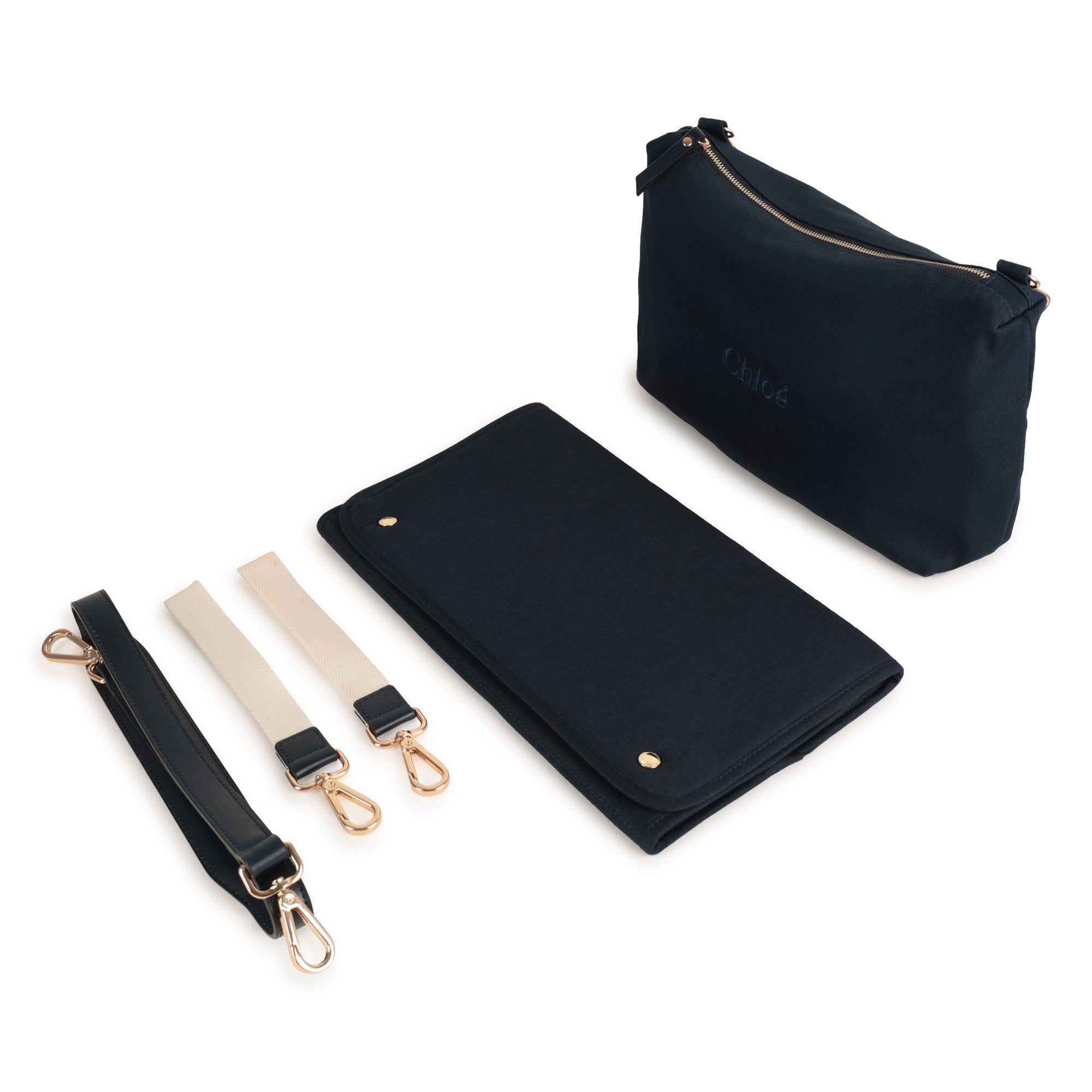 Multi-Pocket Canvas Changing Bag with Matching Accessories