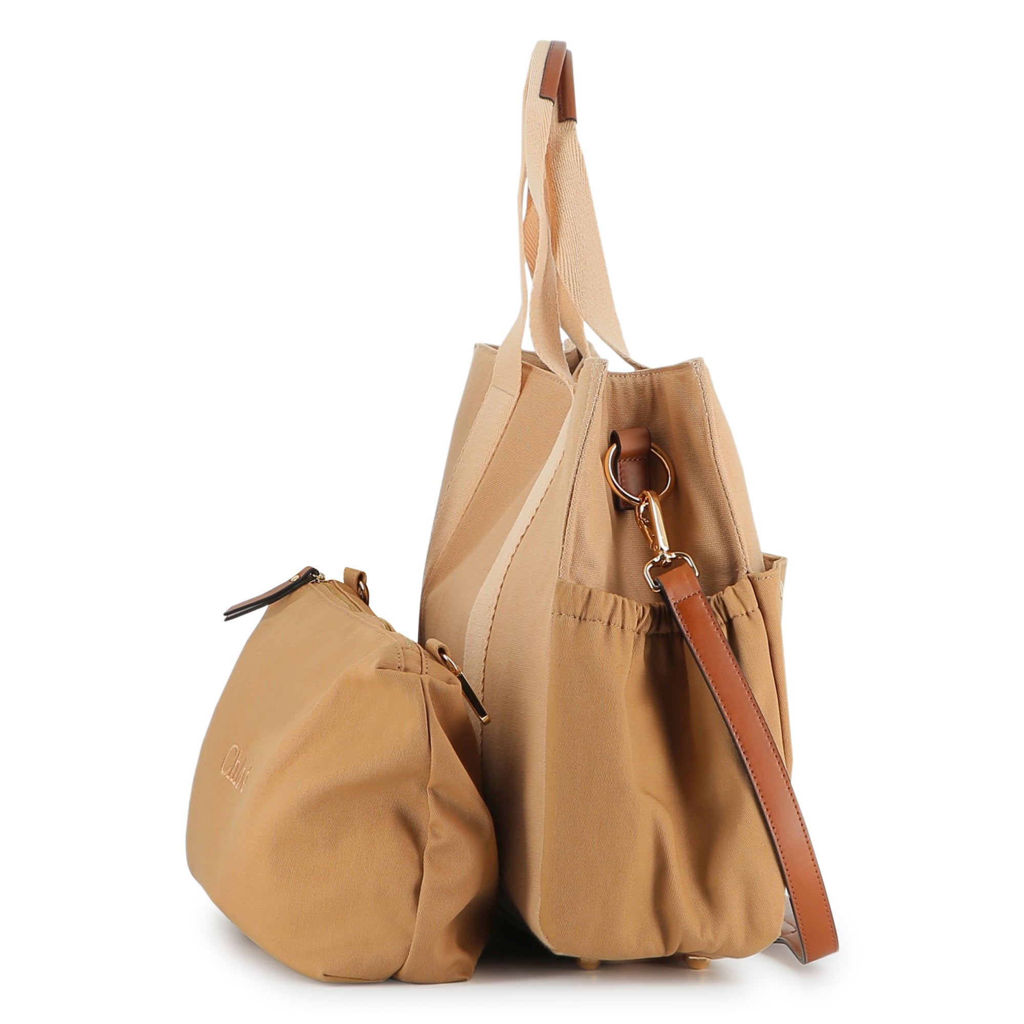 Multi-Pocket Canvas Changing Bag with Matching Accessories
