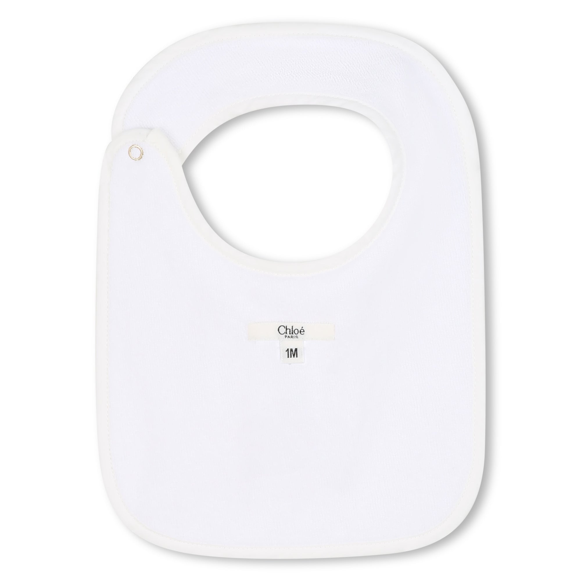 White Cotton Babygrow with Two Bibs Gift Set in Ivory and Pink Chloé