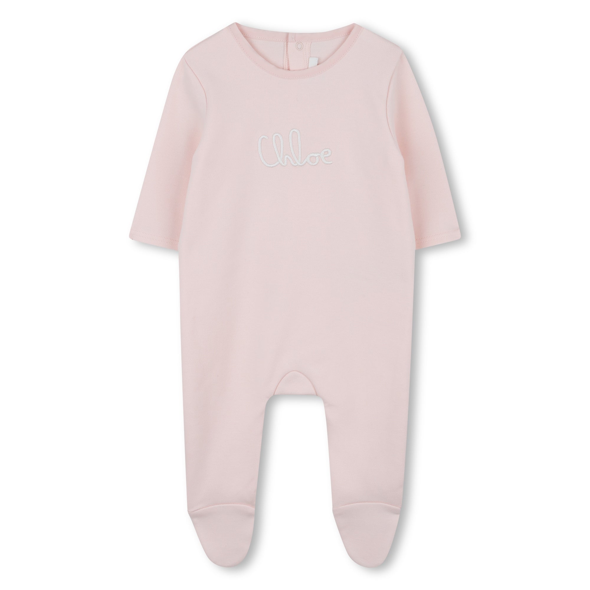Pink Cotton Sleepsuit and Blanket Gift Set with Embroidered Logo Chloé