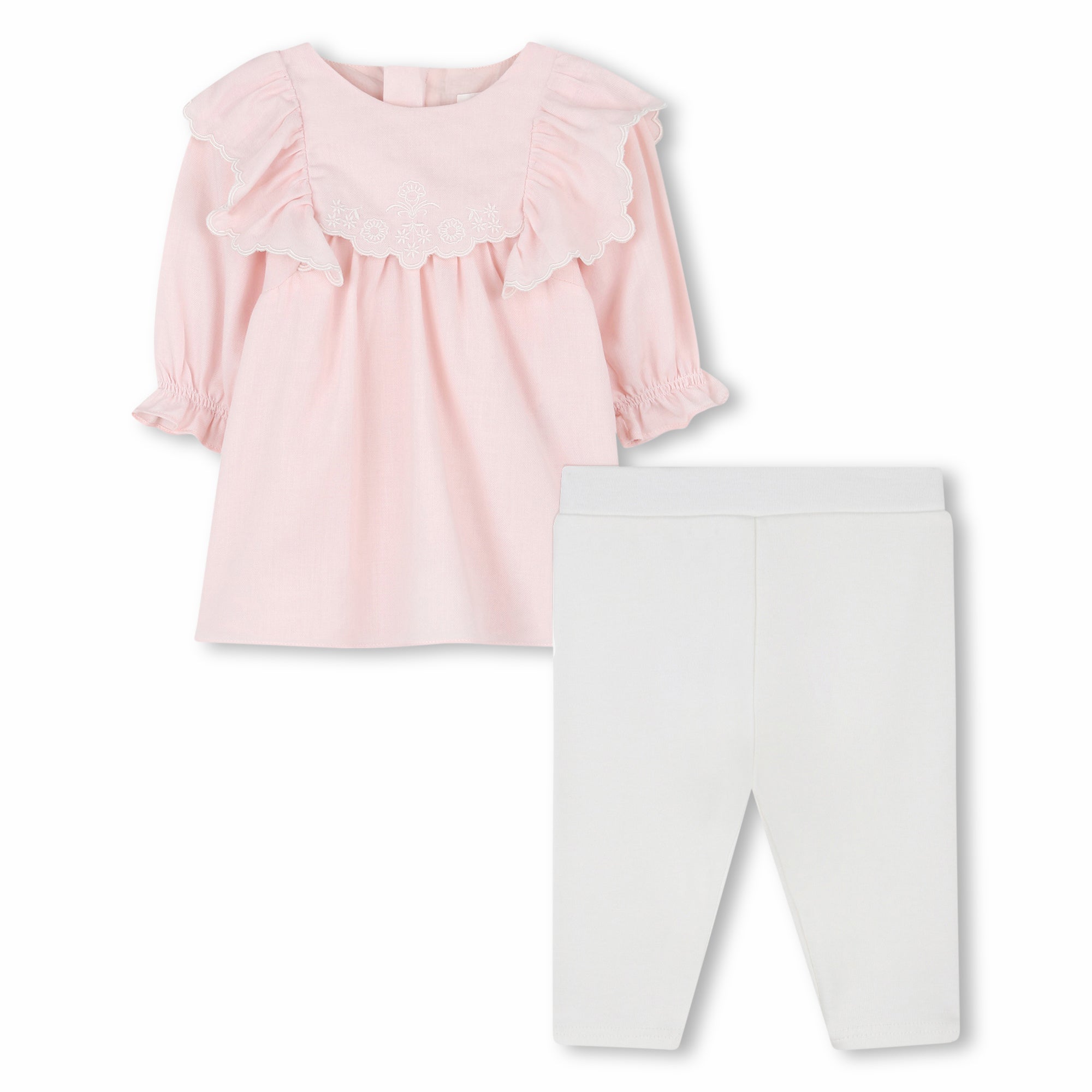 Organic Cotton Baby Dress and Leggings Set with Embroidered Detailing