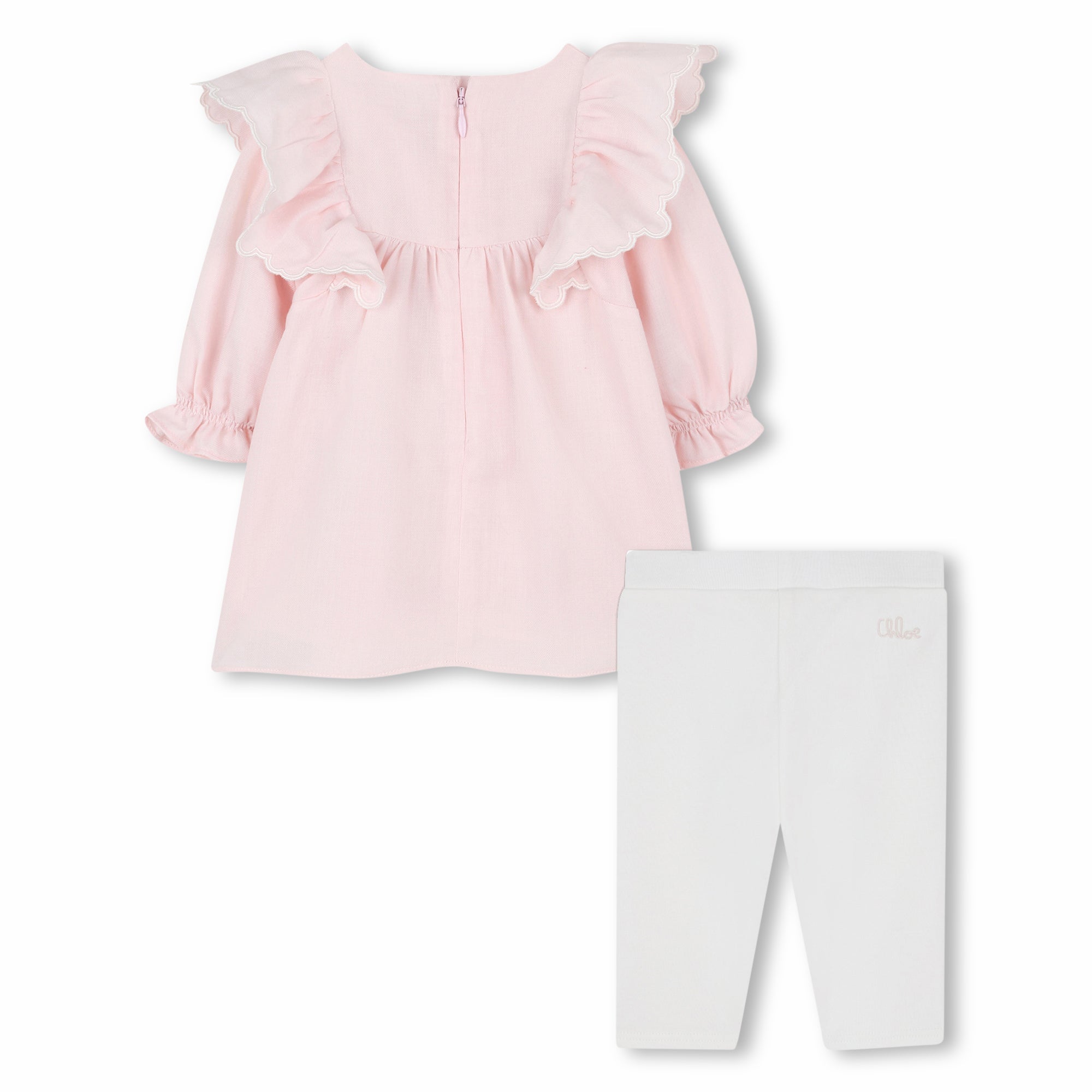 Organic Cotton Baby Dress and Leggings Set with Embroidered Detailing