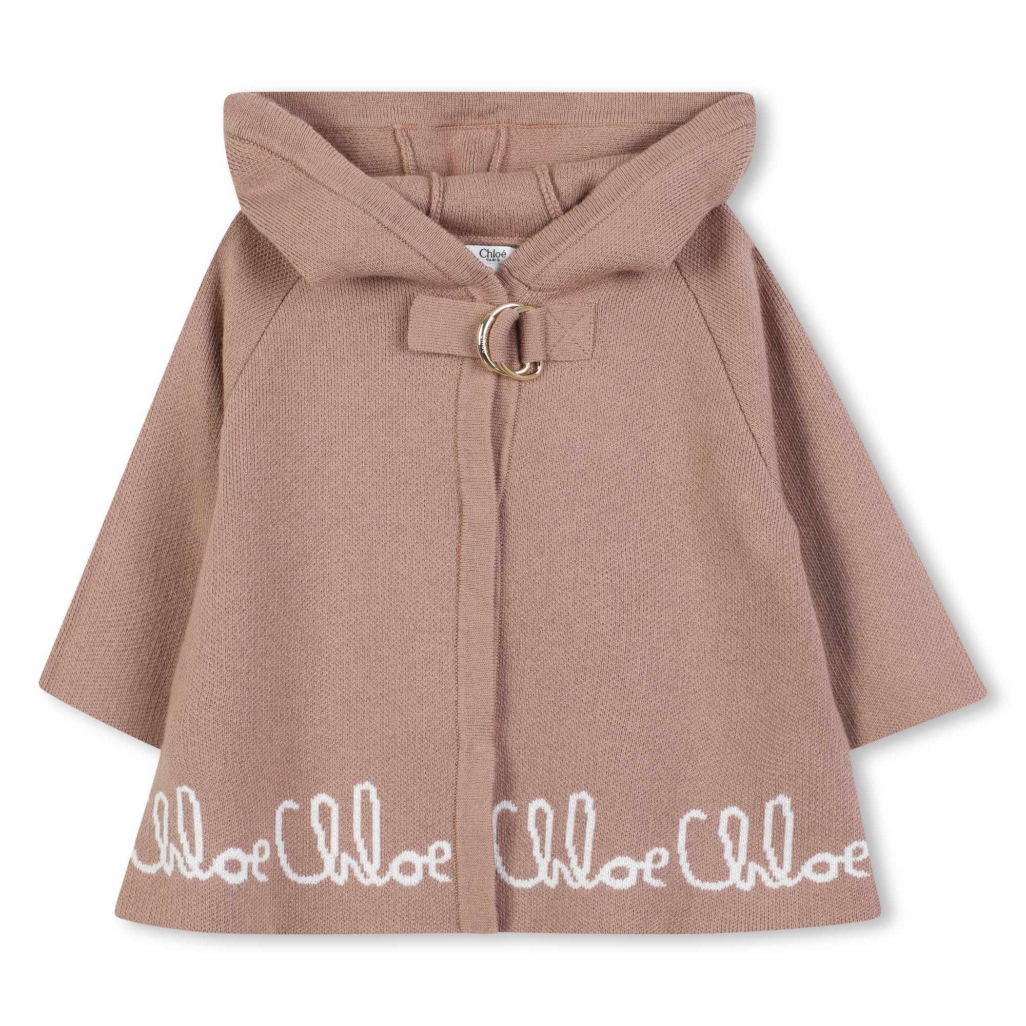 Knitted Hooded Cape for Babies Chloé