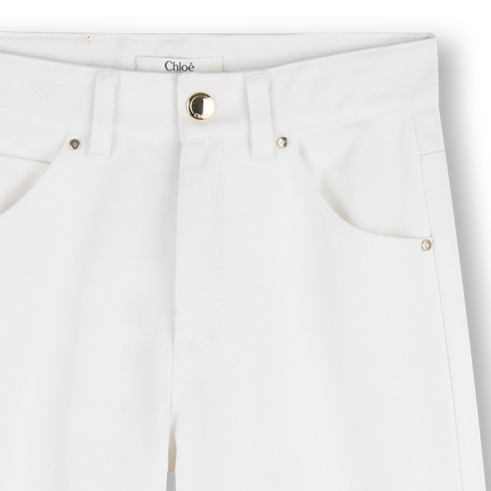 Wide-Leg Organic Twill Pants with Floral Embroidery Chloe