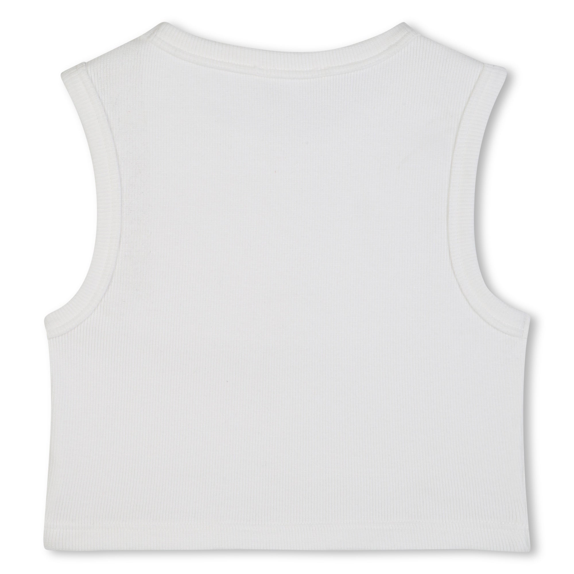 Organic Cotton Ribbed Cropped Tank Top with Embroidered Badge Chloe