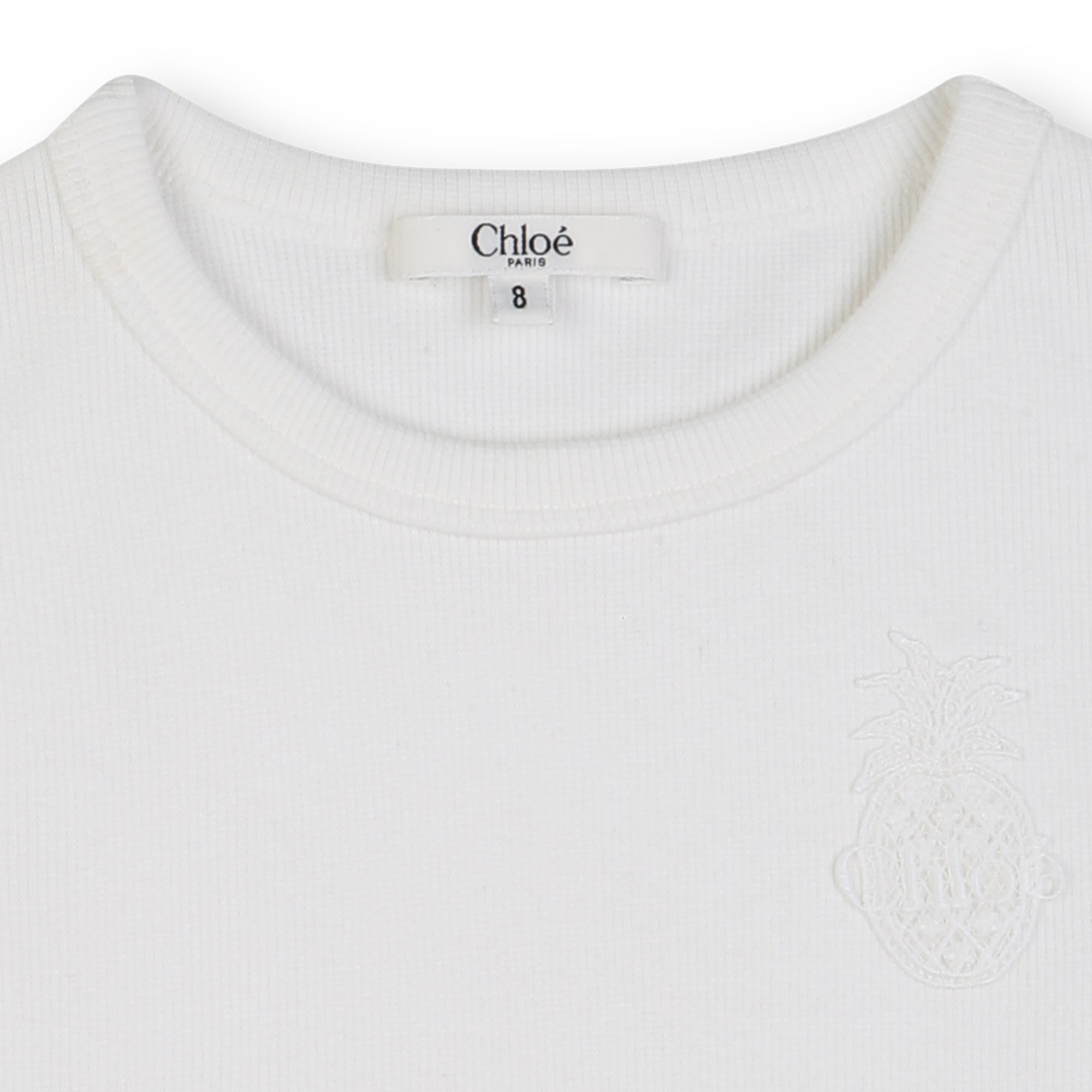Organic Cotton Ribbed Cropped Tank Top with Embroidered Badge Chloe