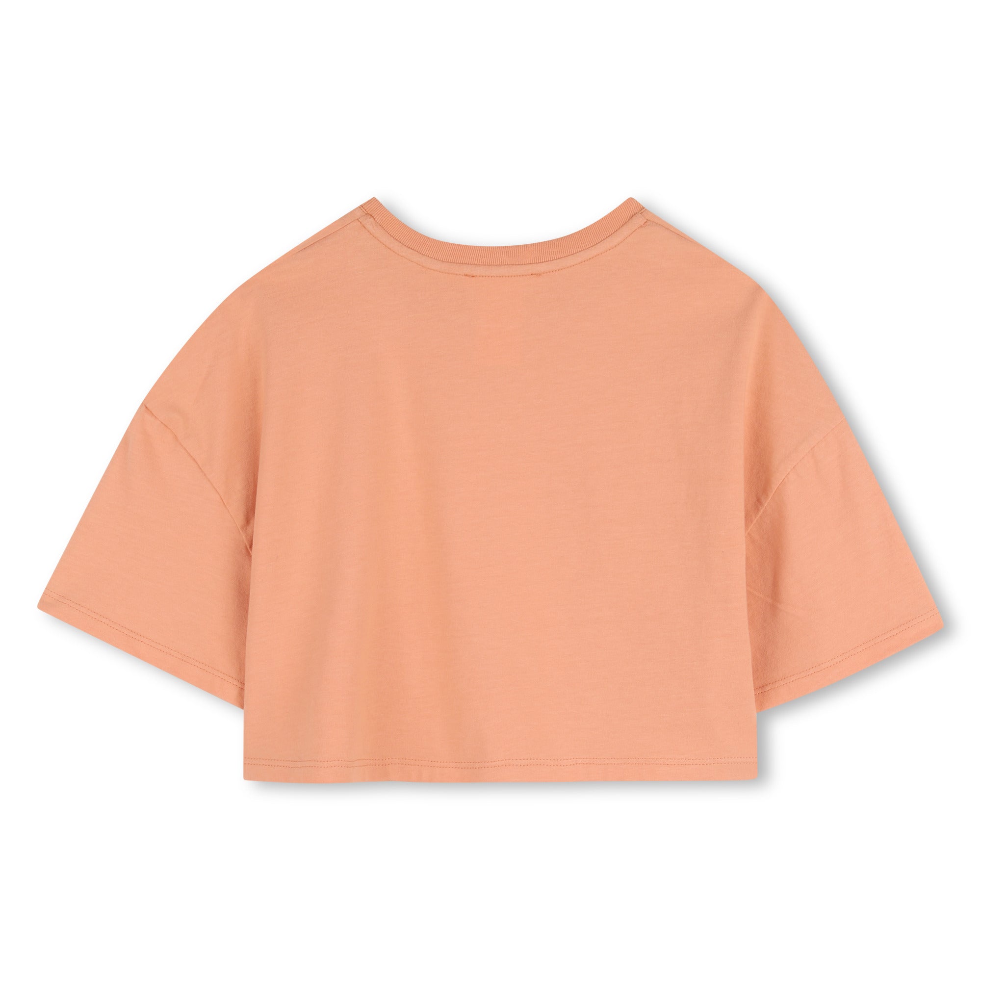 Organic Cotton Jersey Cropped Tee Shirt with Front Logo Print Chloe