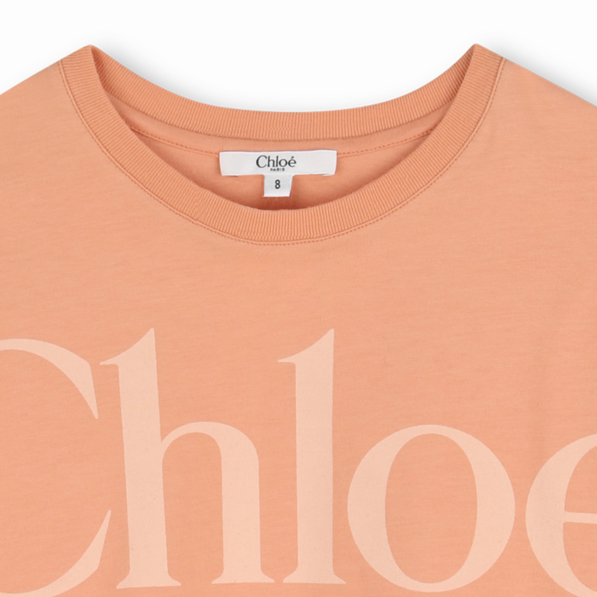 Organic Cotton Jersey Cropped Tee Shirt with Front Logo Print Chloe