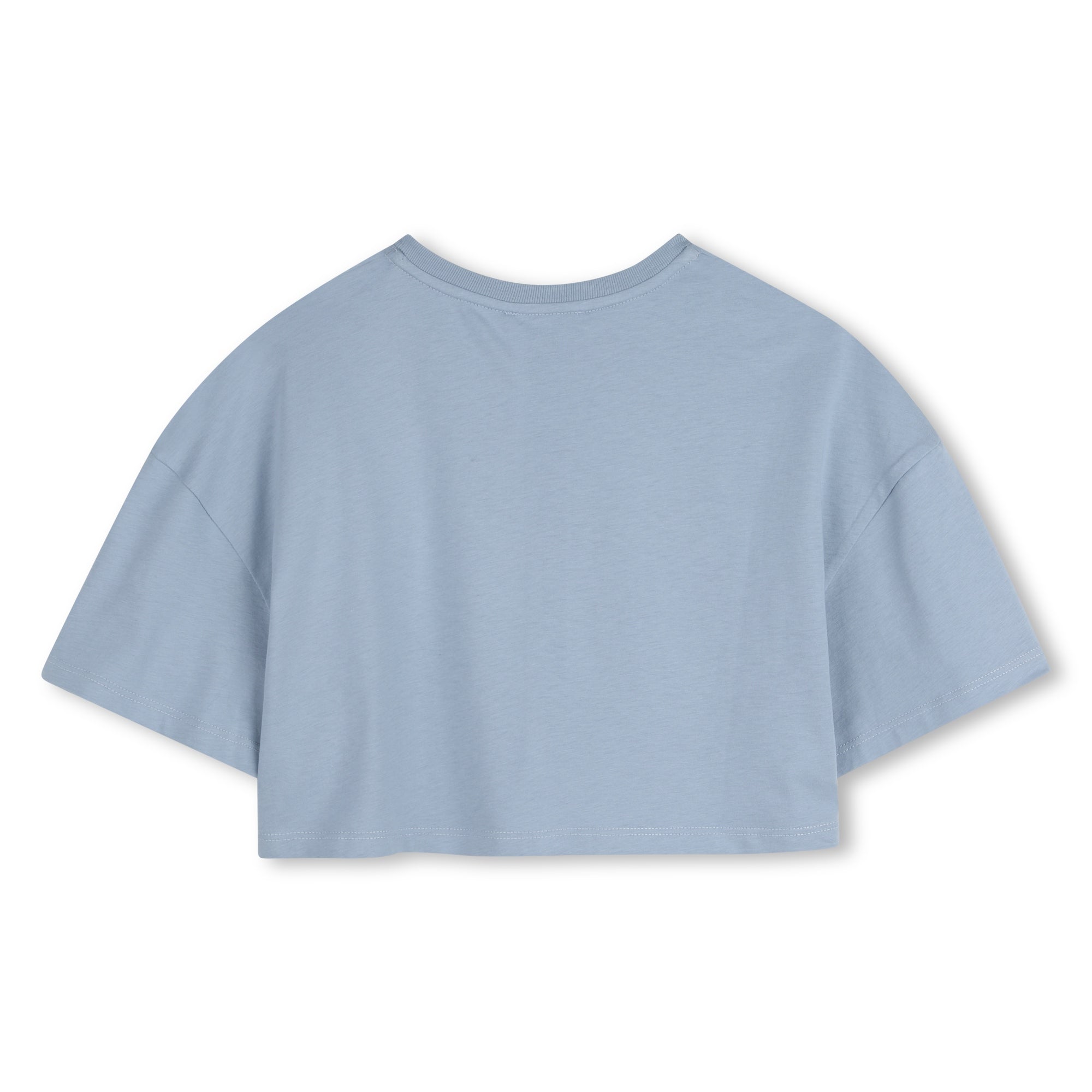 Organic Cotton Jersey Cropped Tee Shirt with Front Logo Print Chloe