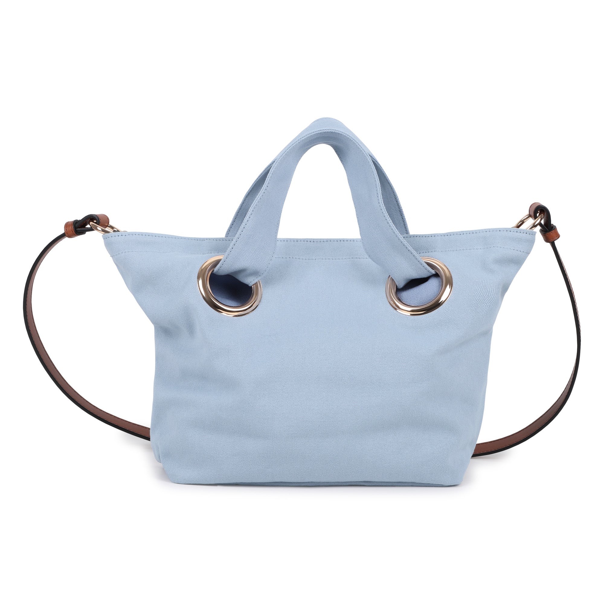Organic Cotton Canvas Tote Bag with Leather Shoulder Strap and Front Embroidery Chloe