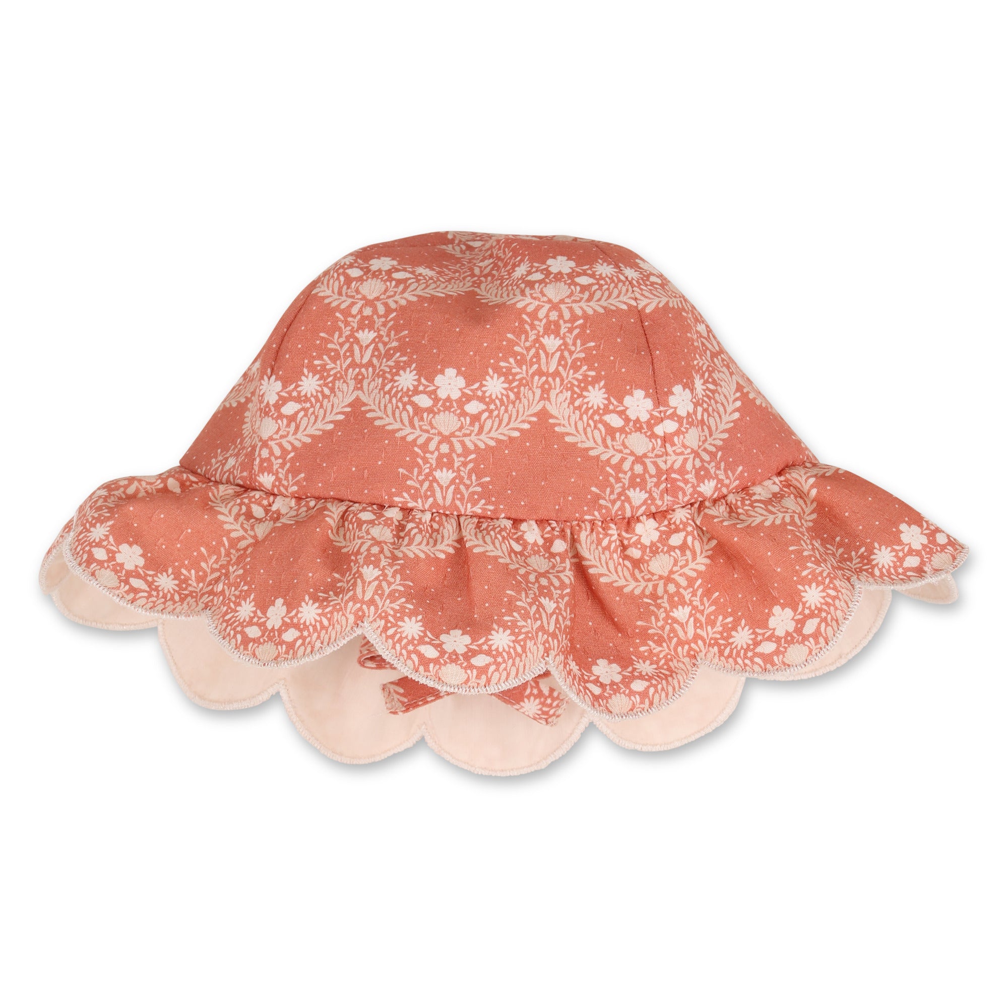 Baby Ceremony Dress And Hat Set, Organic Cotton, Jacquard Dots, Scalloped Hem Chloe