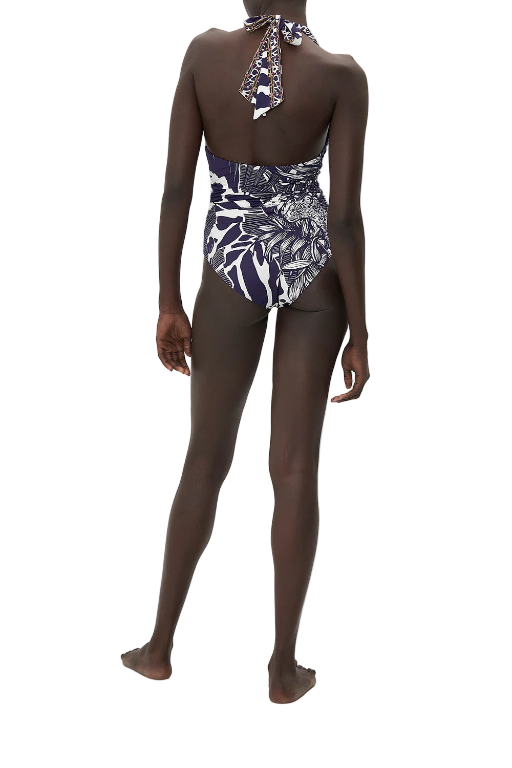 Wheres Your Head At Halter One Piece With Gathering