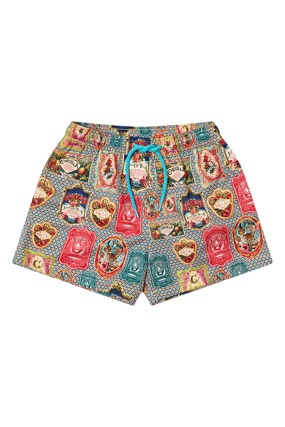 Aromatic Tiger Flower Boys Mid Board Shorts With Elastic Waste