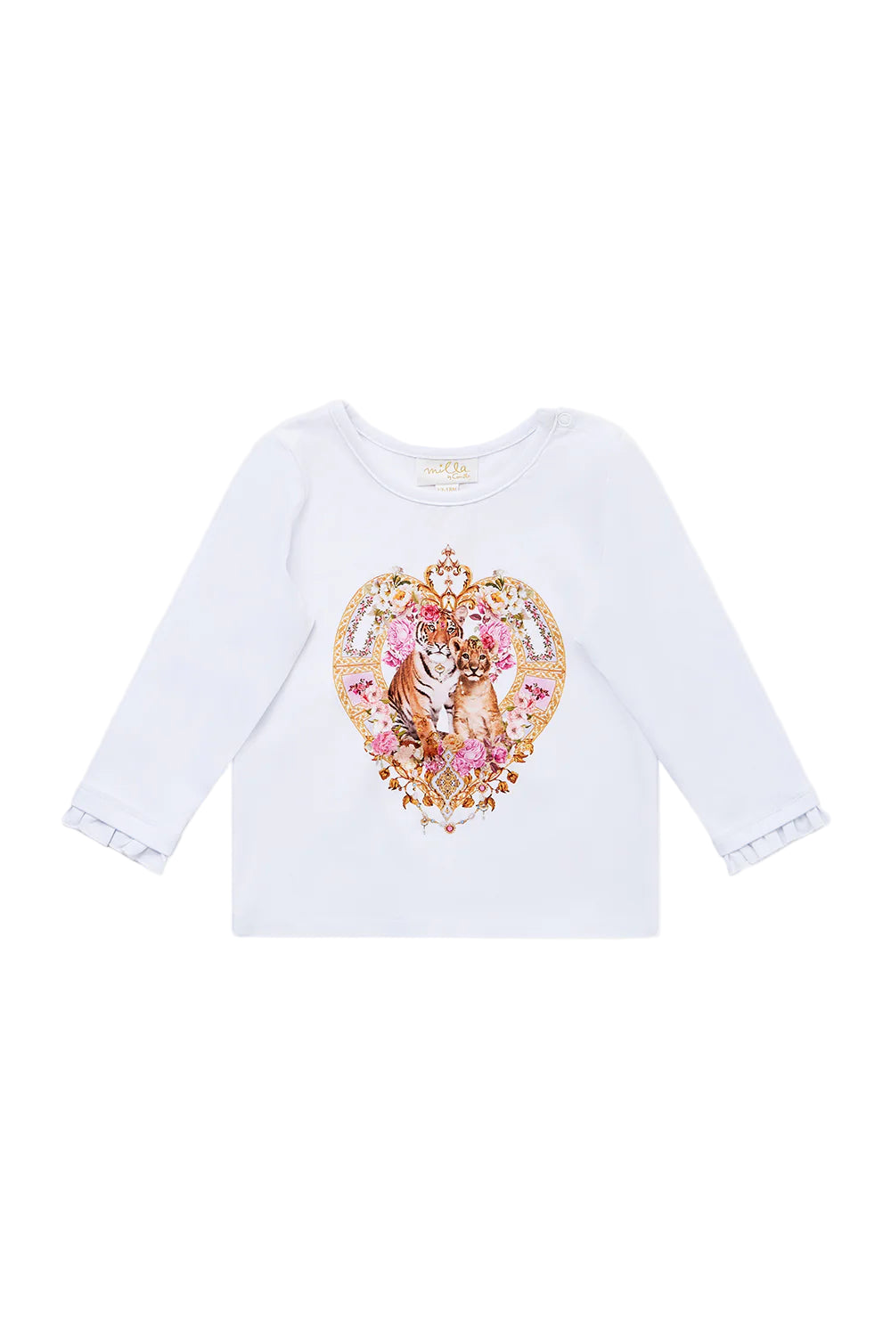 Tiled In Time Babies Long Sleeve Tee With Frill Cuff Camilla