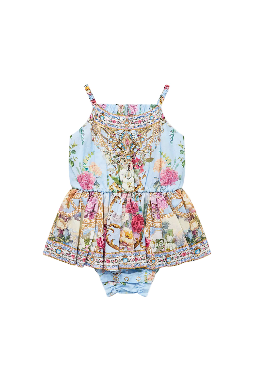 Tiled In Time Babies Jump Dress With Frill Neck