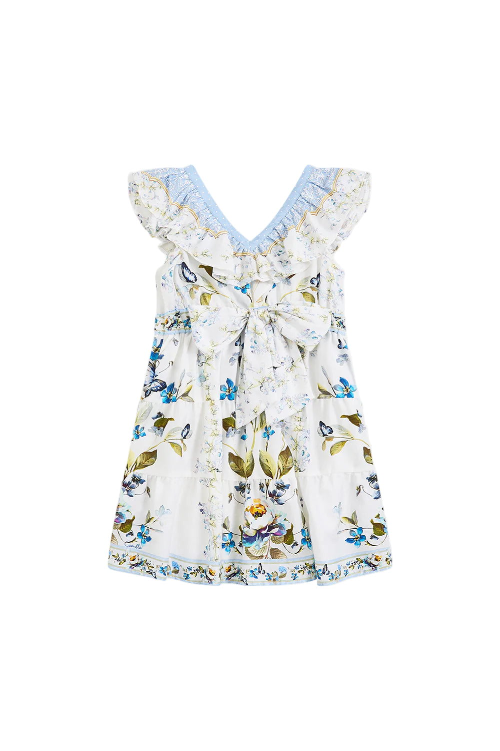 Botanical Ballads Kids Tiered Mini Dress With Frill Neck