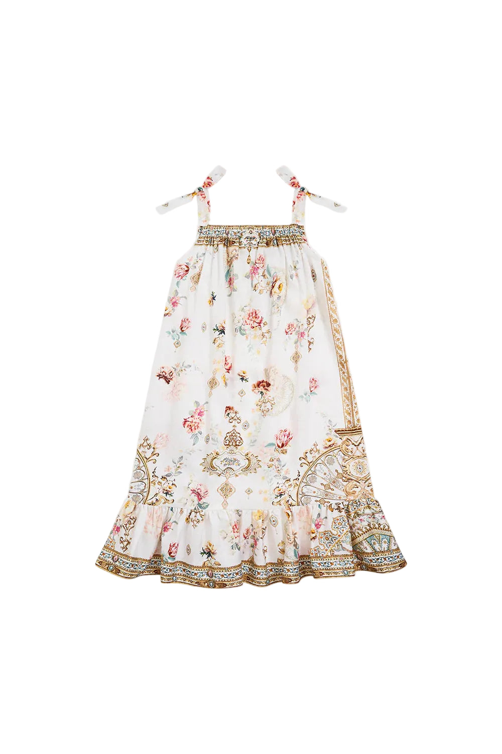Ottoman Dynasty Kids Drawstring Maxi Dress With Bow Straps