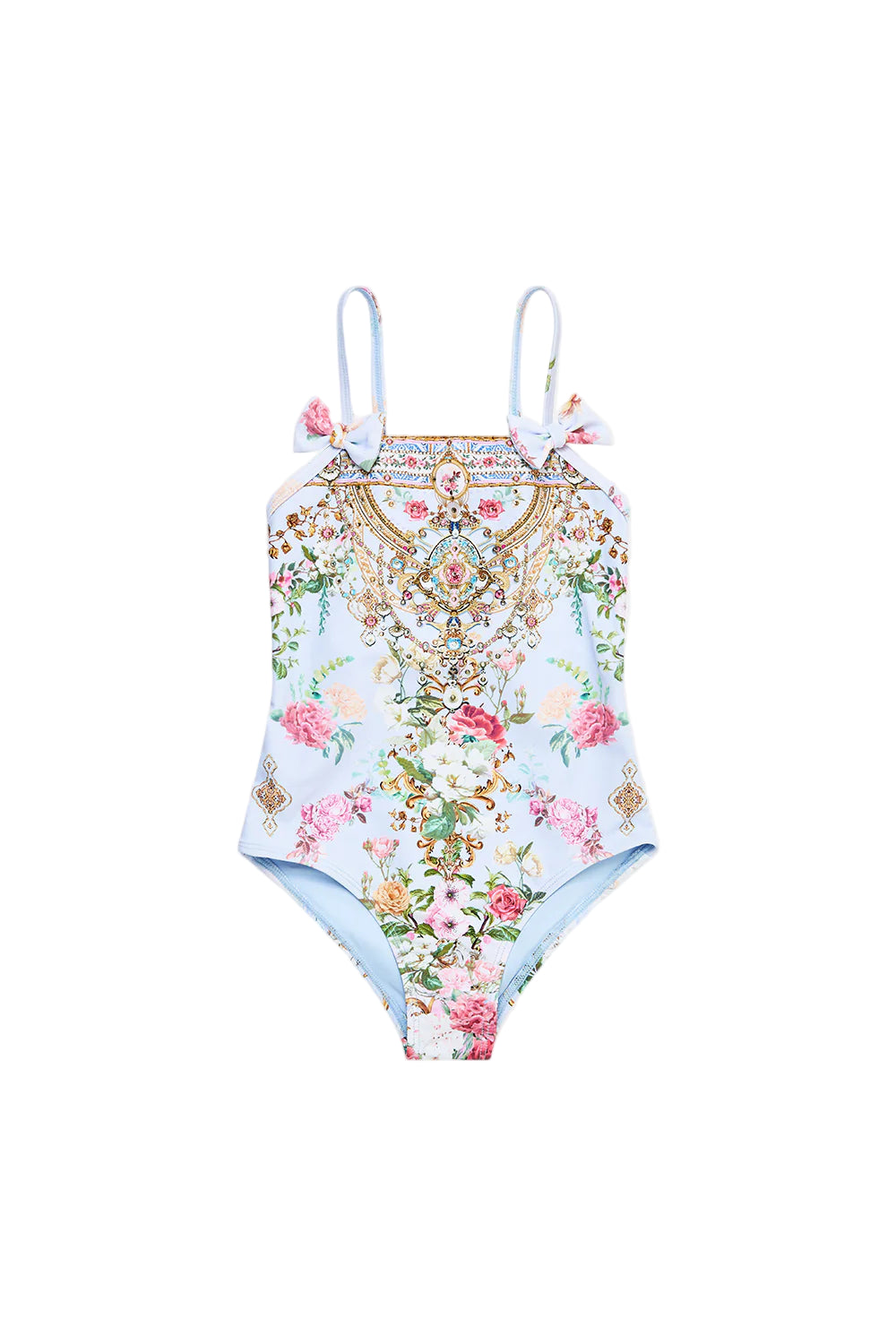 Tiled In Time Kids Straight Neck One Piece With Bow