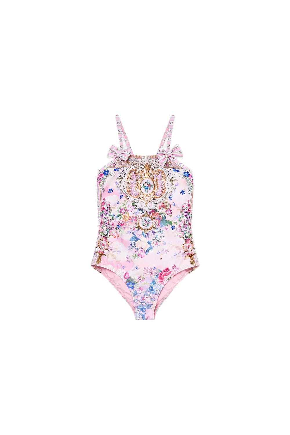 Palatial Pastels Kids Straight Neck One Piece With Bows Camilla