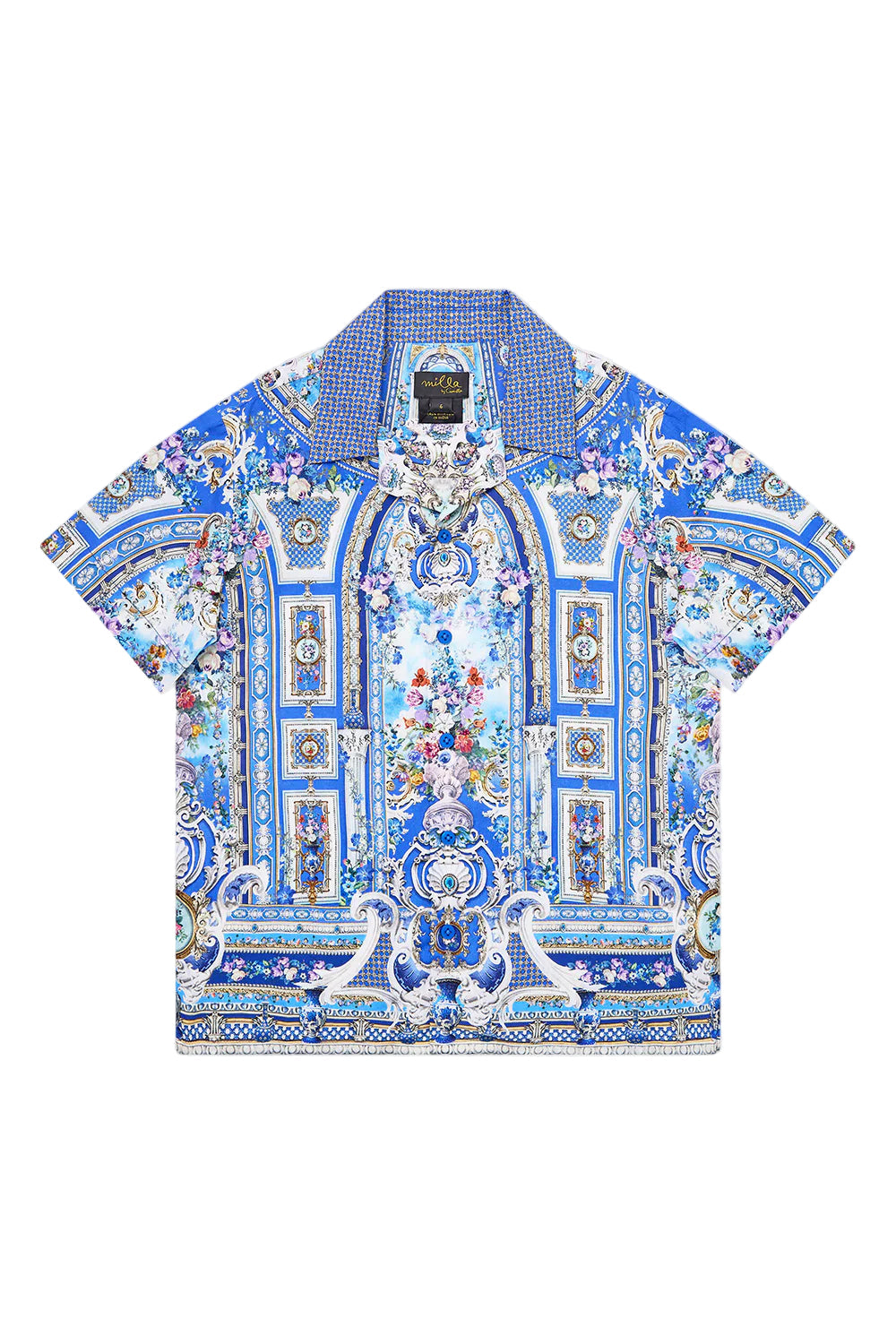 Ottoman Opulence Boys Short Sleeve Camp Collared Shirt Camilla