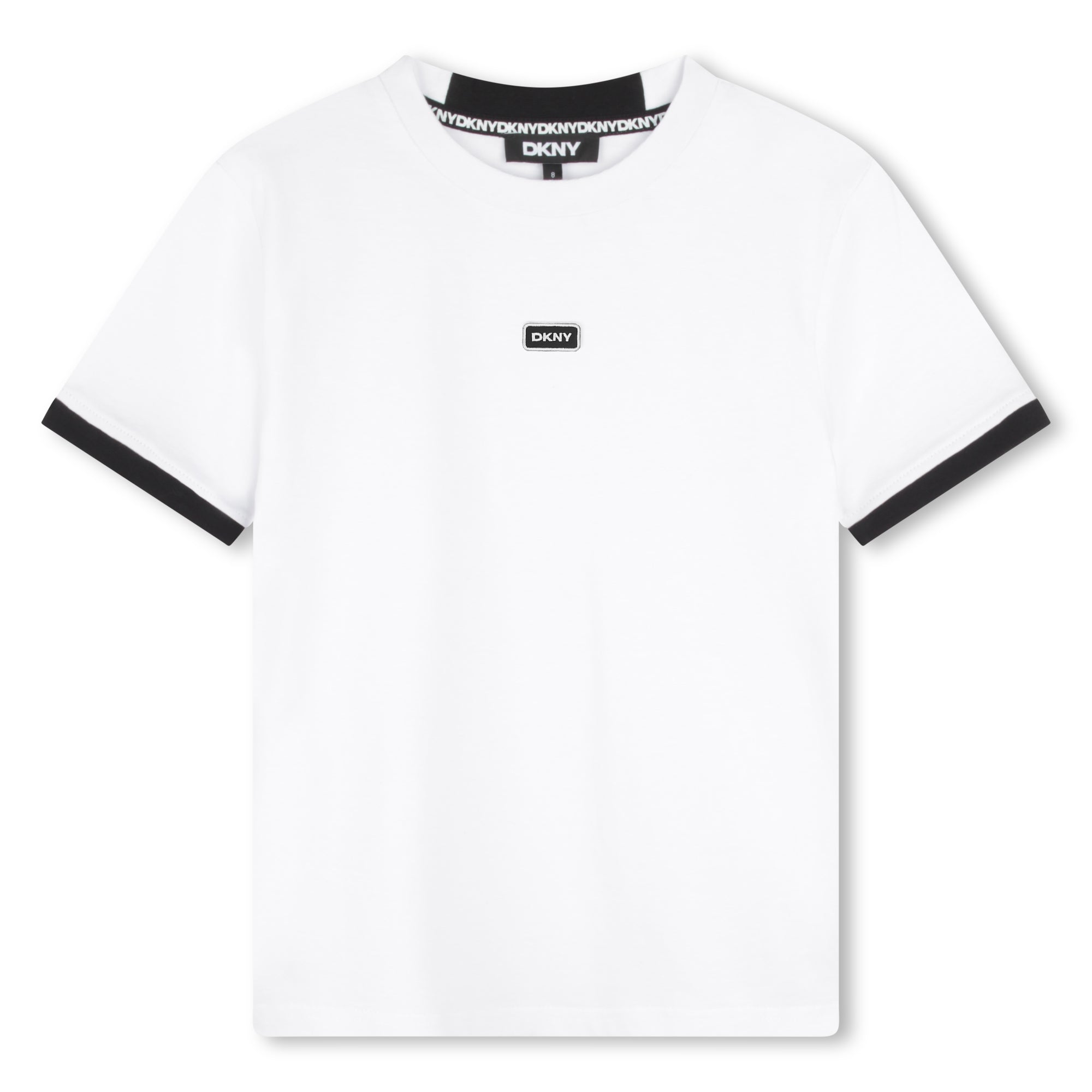 White Short Sleeve Tee-Shirt with Illustration DKNY