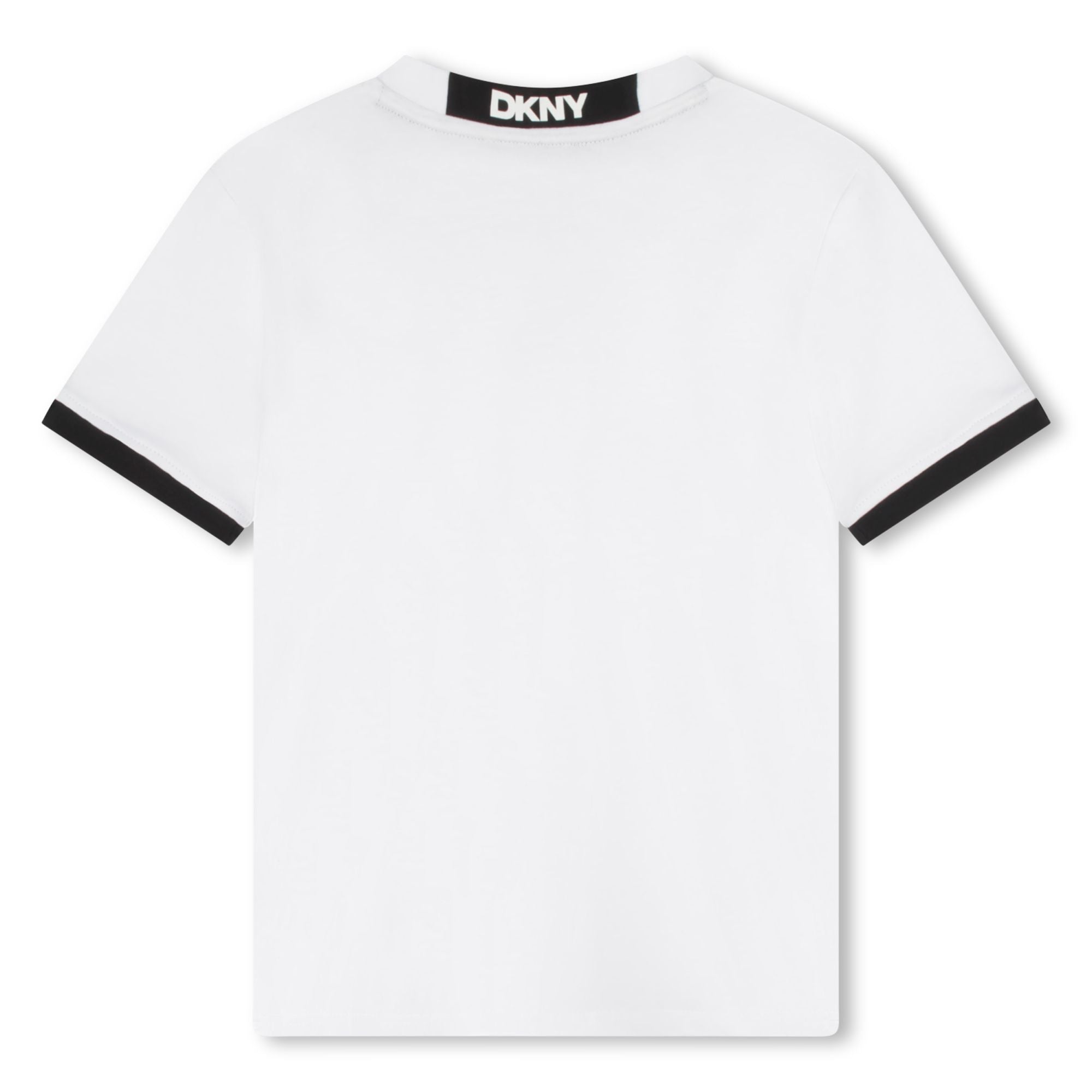 White Short Sleeve Tee-Shirt with Illustration DKNY