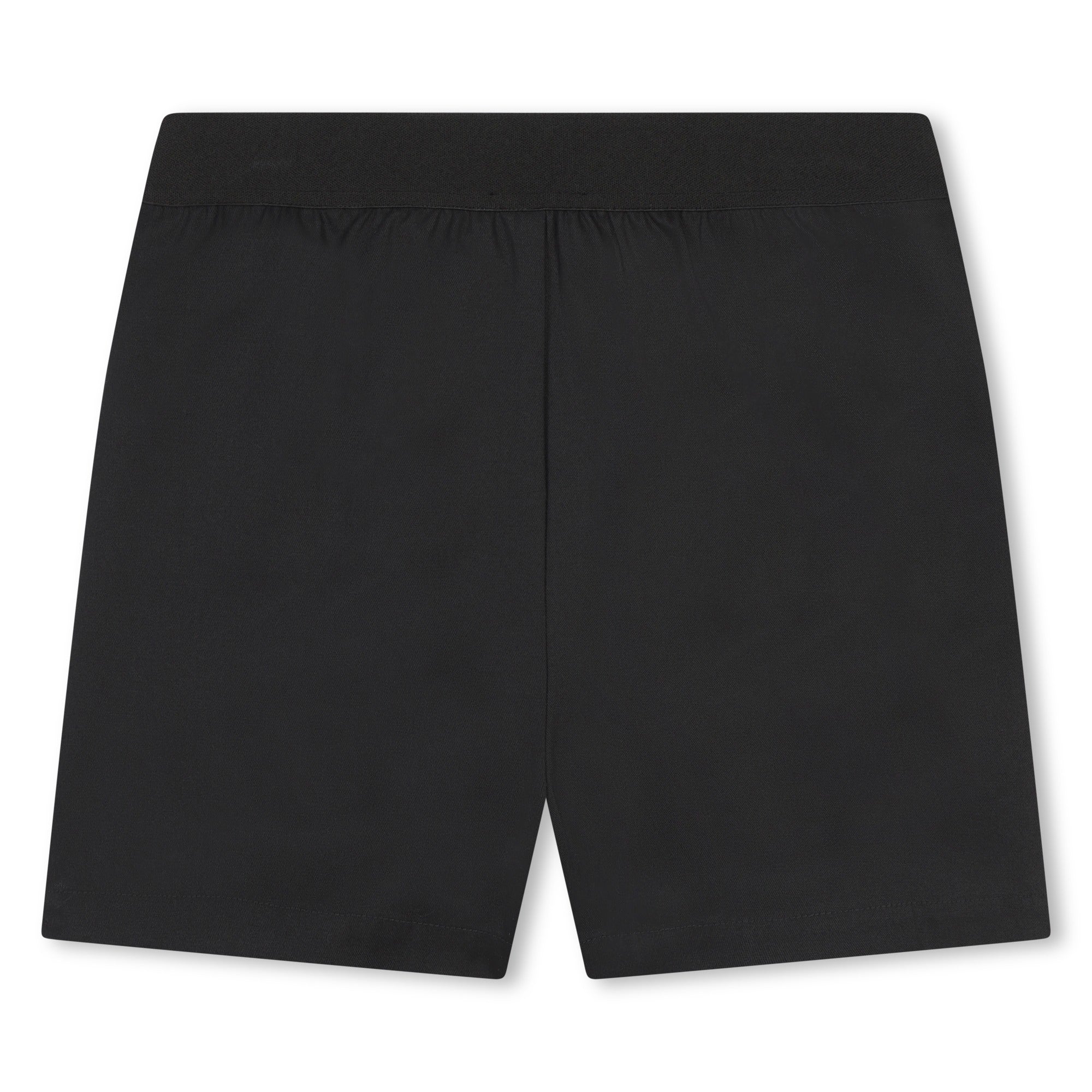 Black Cotton Twill Shorts with Rhinestone Side Bands