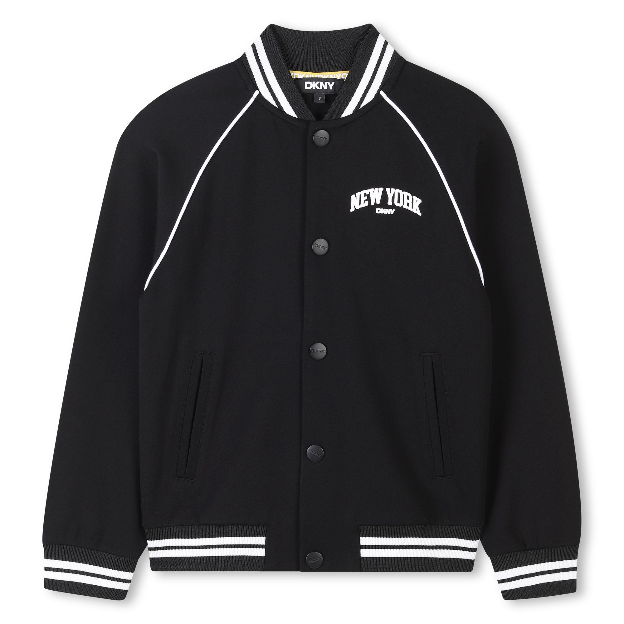 Varsity-Style Bomber Jacket with Contrast Detailing DKNY
