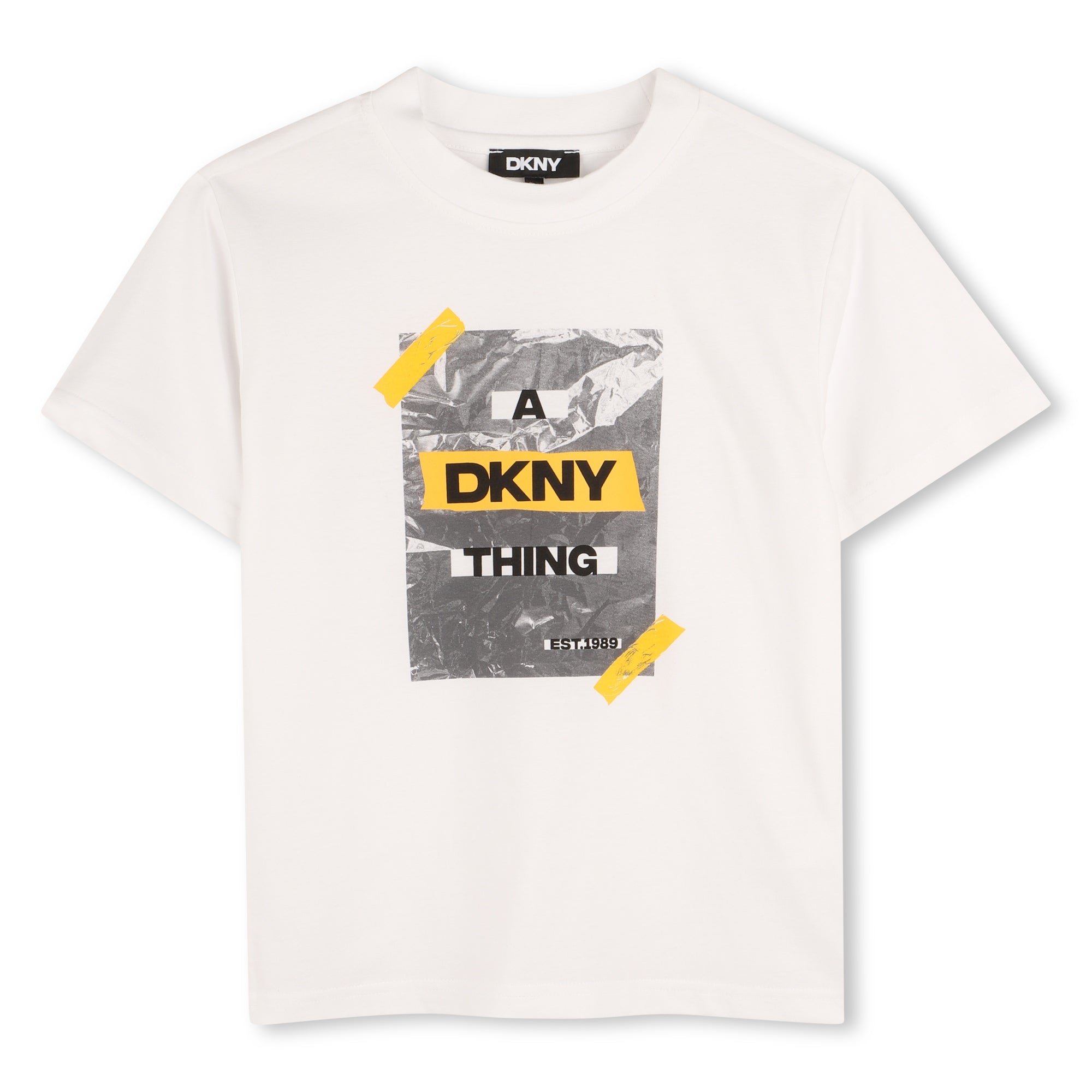 Organic Cotton Short Sleeve T-Shirt with Printed Front Illustration DKNY