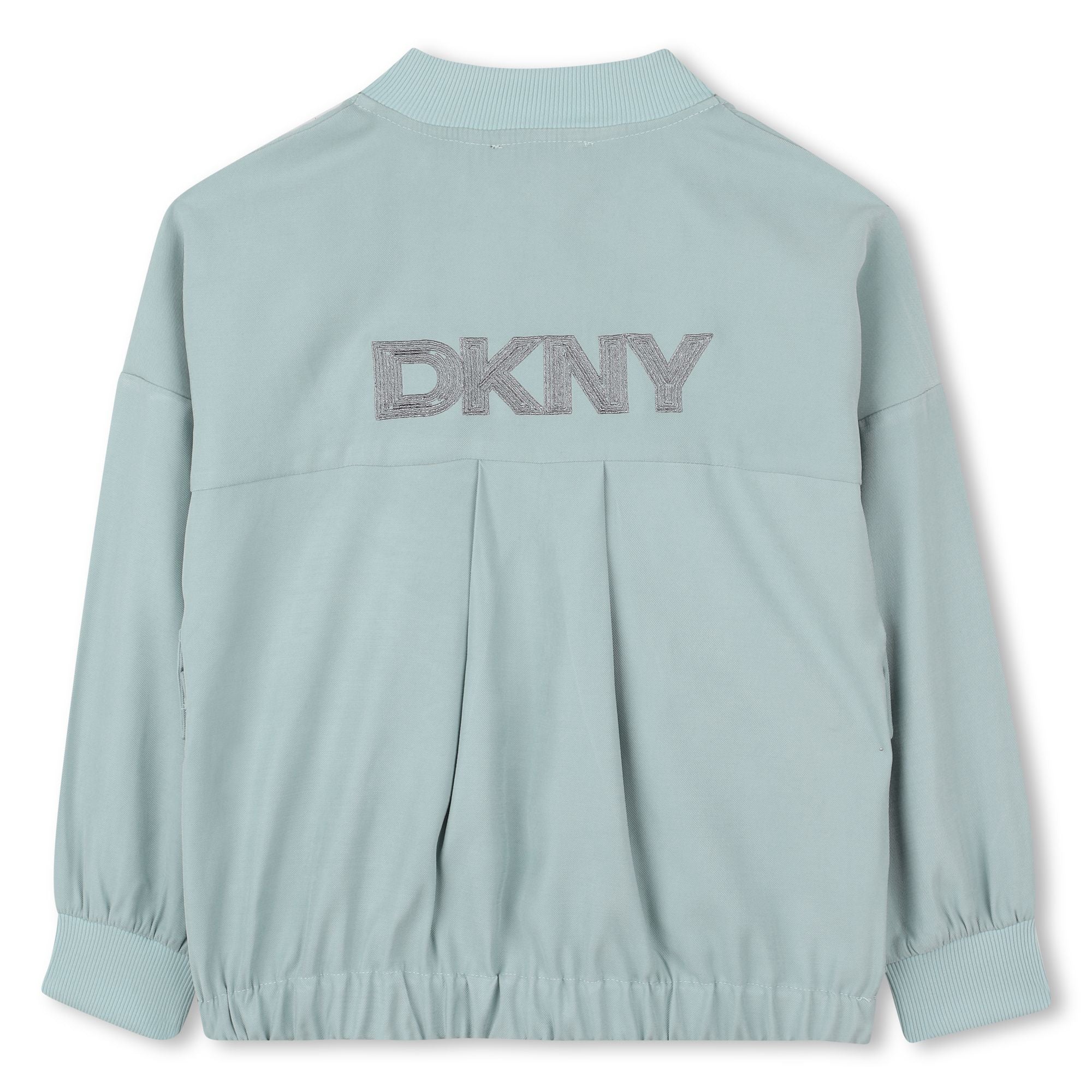 Light Twill Jacket with Snap Fastening and Silver Back Embroidery