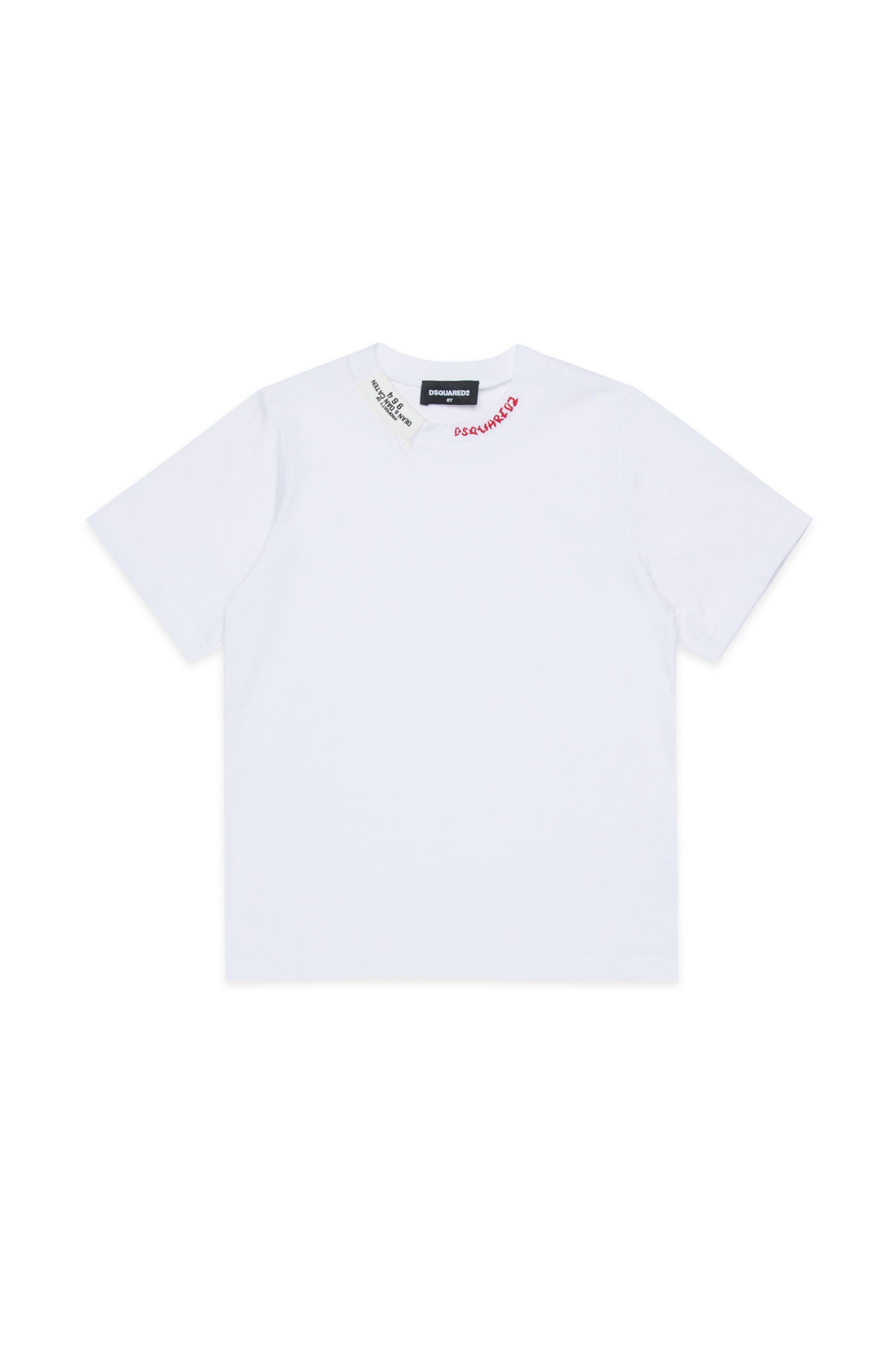 White Cotton Slouch Fit T-Shirt for Kids Dsquared Kid