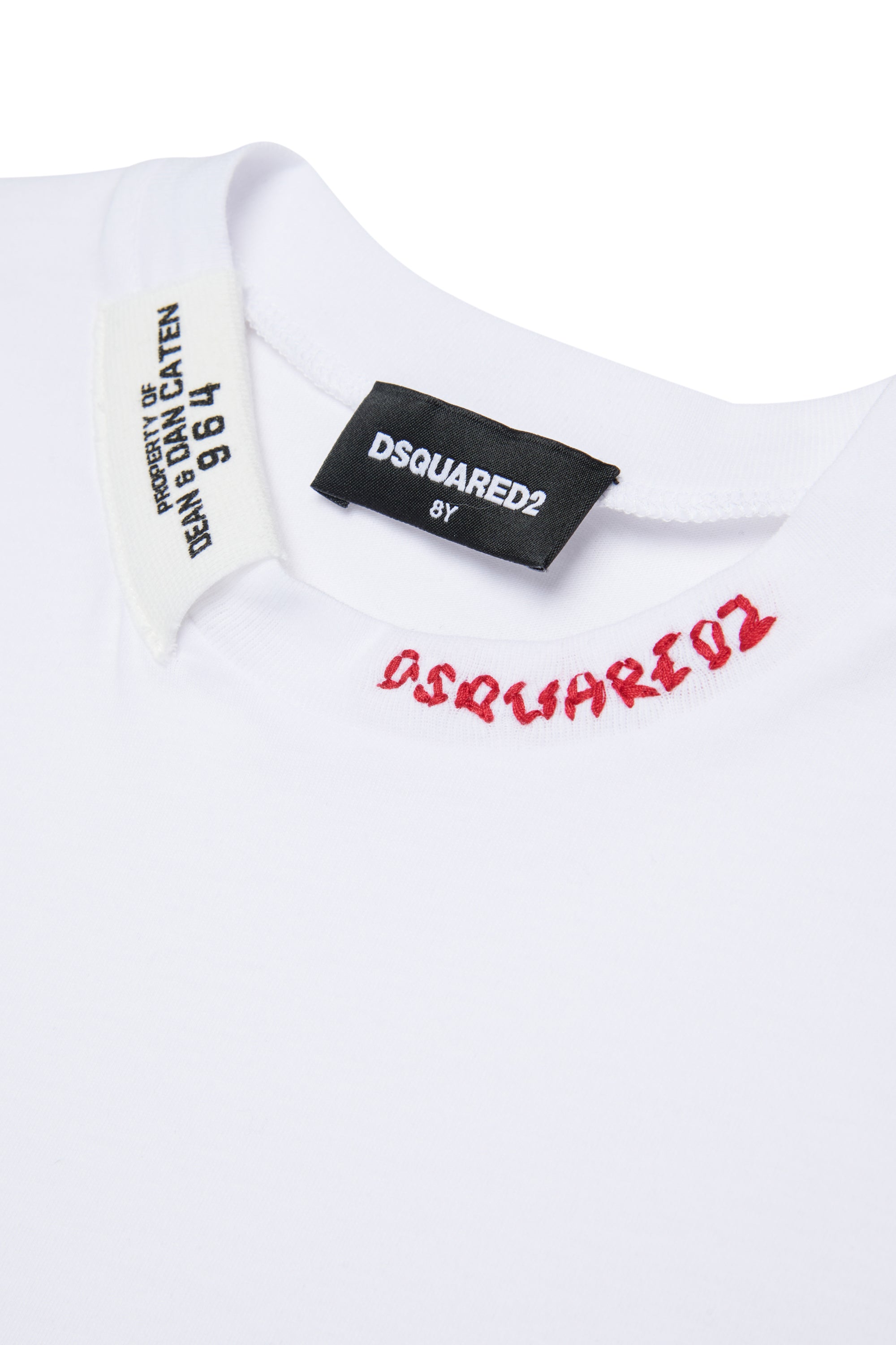 White Cotton Slouch Fit T-Shirt for Kids Dsquared Kid