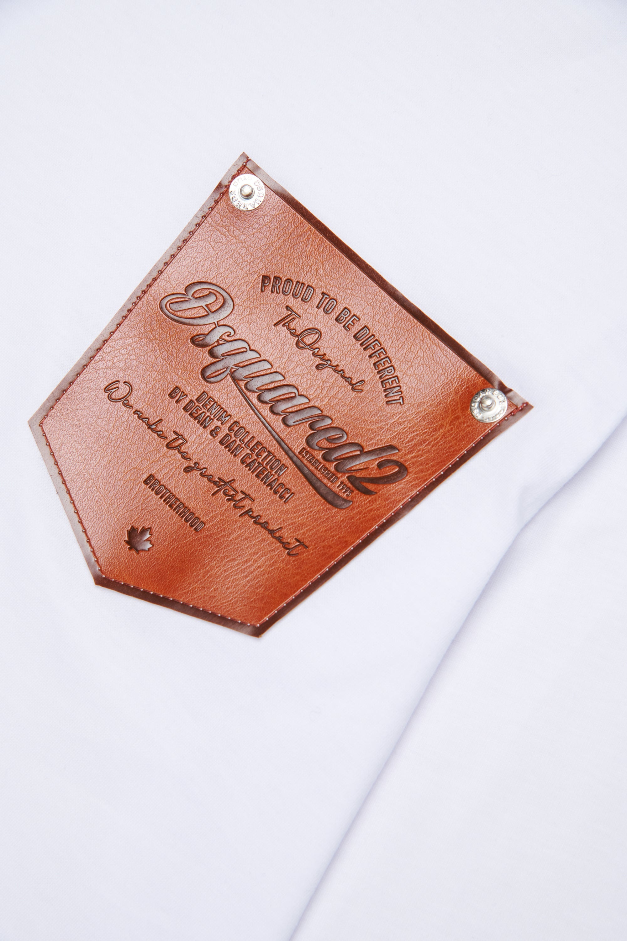 White Long Sleeve T-Shirt with Contrast Pocket for Kids Dsquared Kid