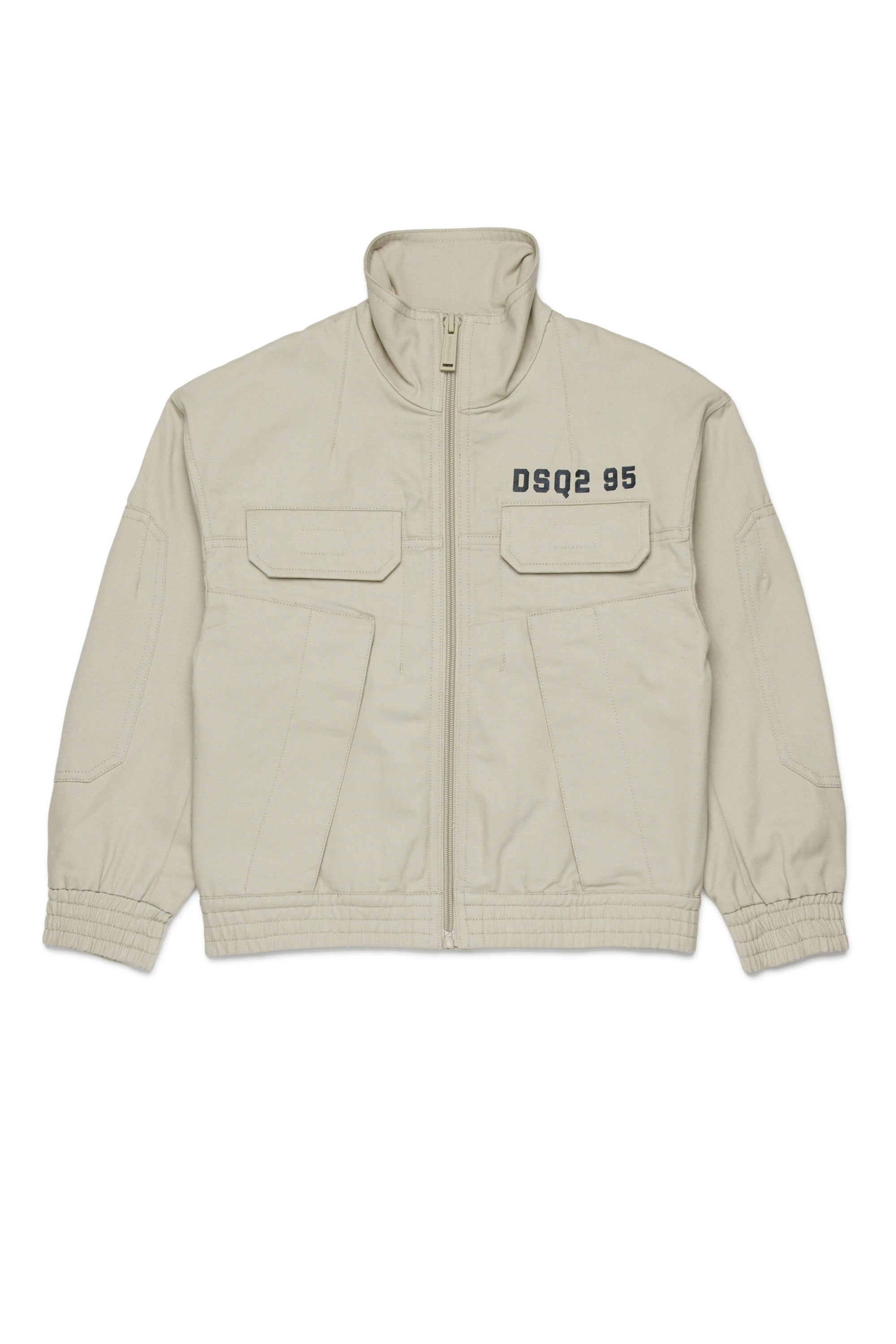 Beige Cotton Zip Jacket for Kids Dsquared Kid