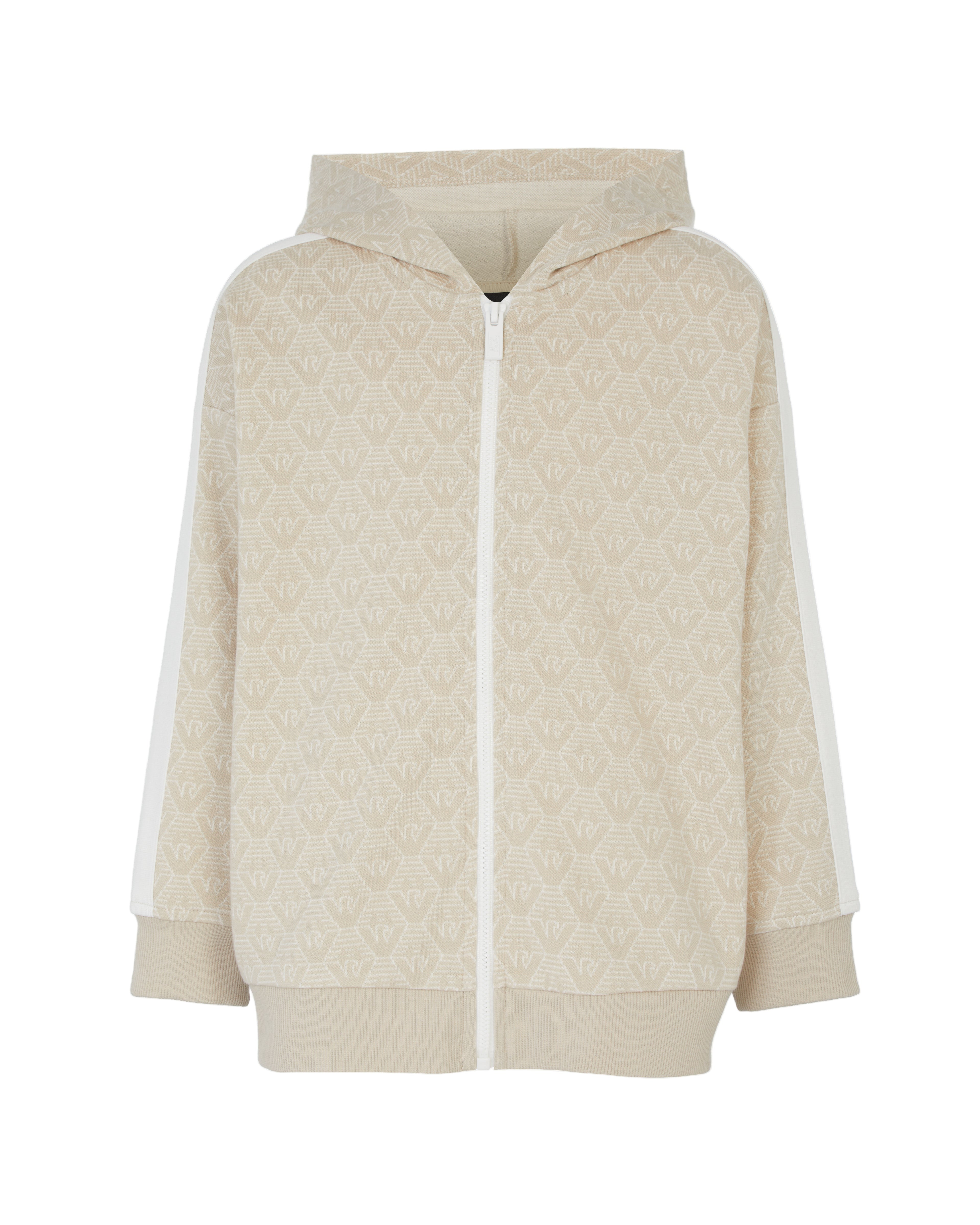 Textured Monogram Zip Hoodie – Neutral