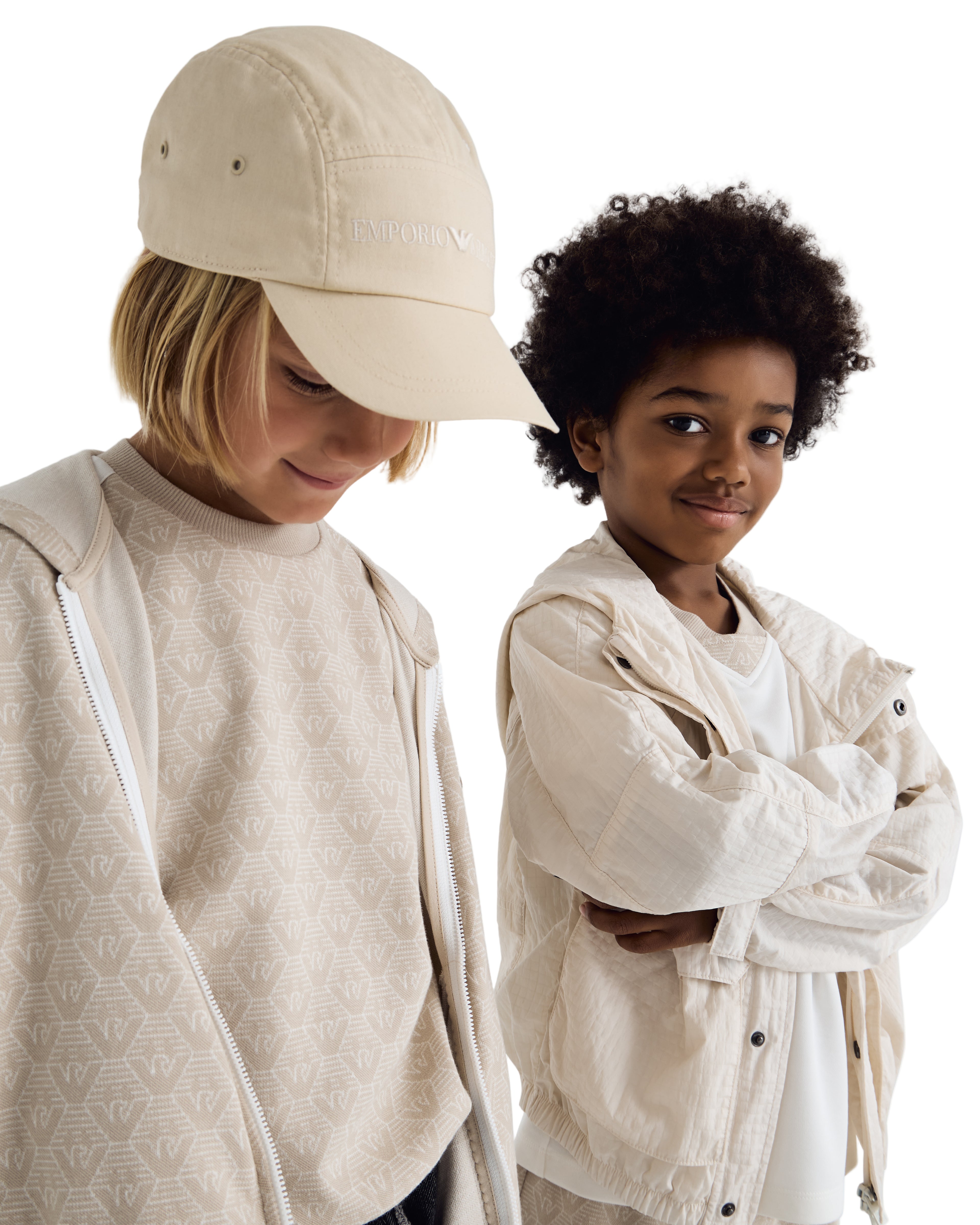 Textured Monogram Zip Hoodie – Neutral Emporio Armani