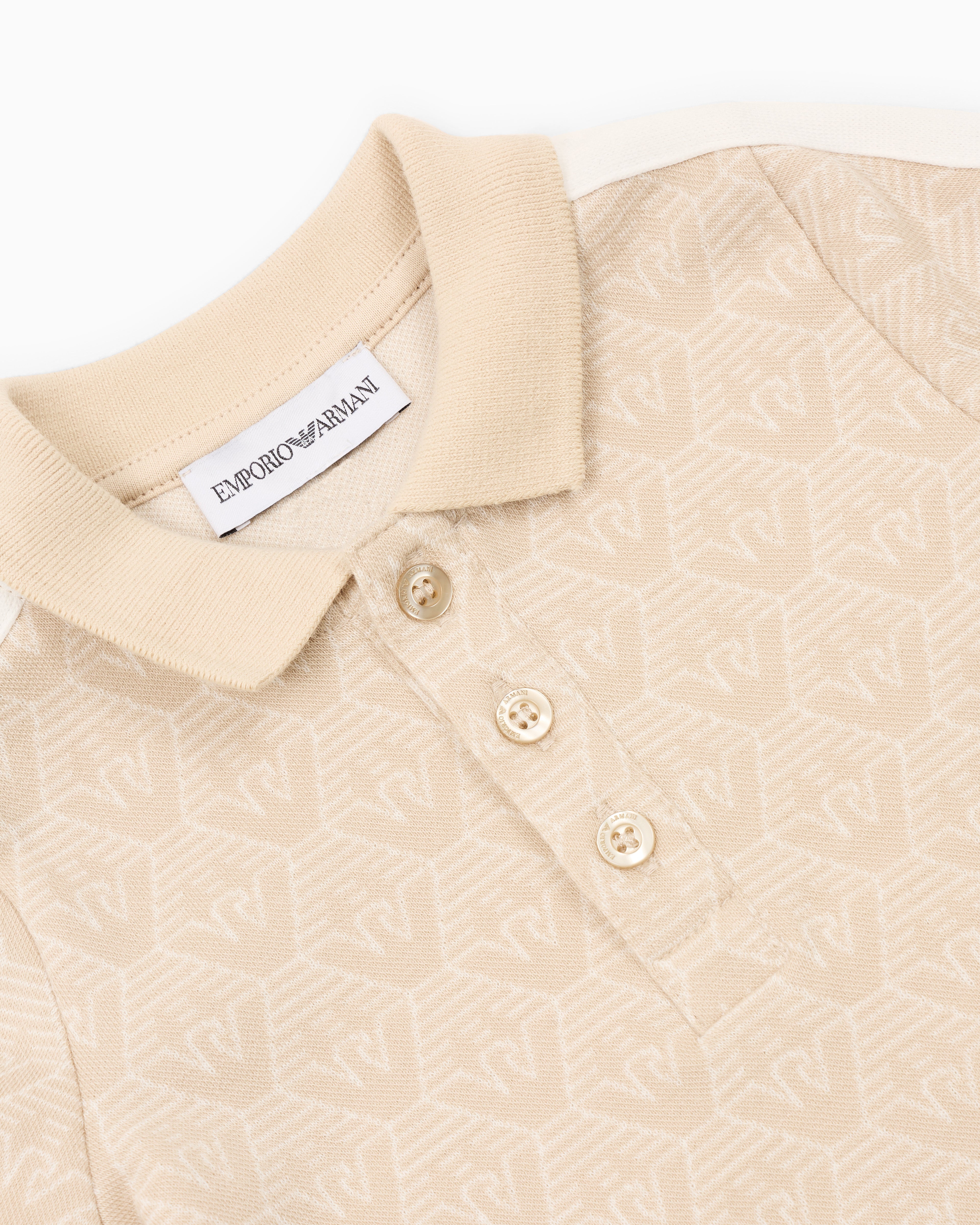 Textured Monogram Polo Shirt – Beige