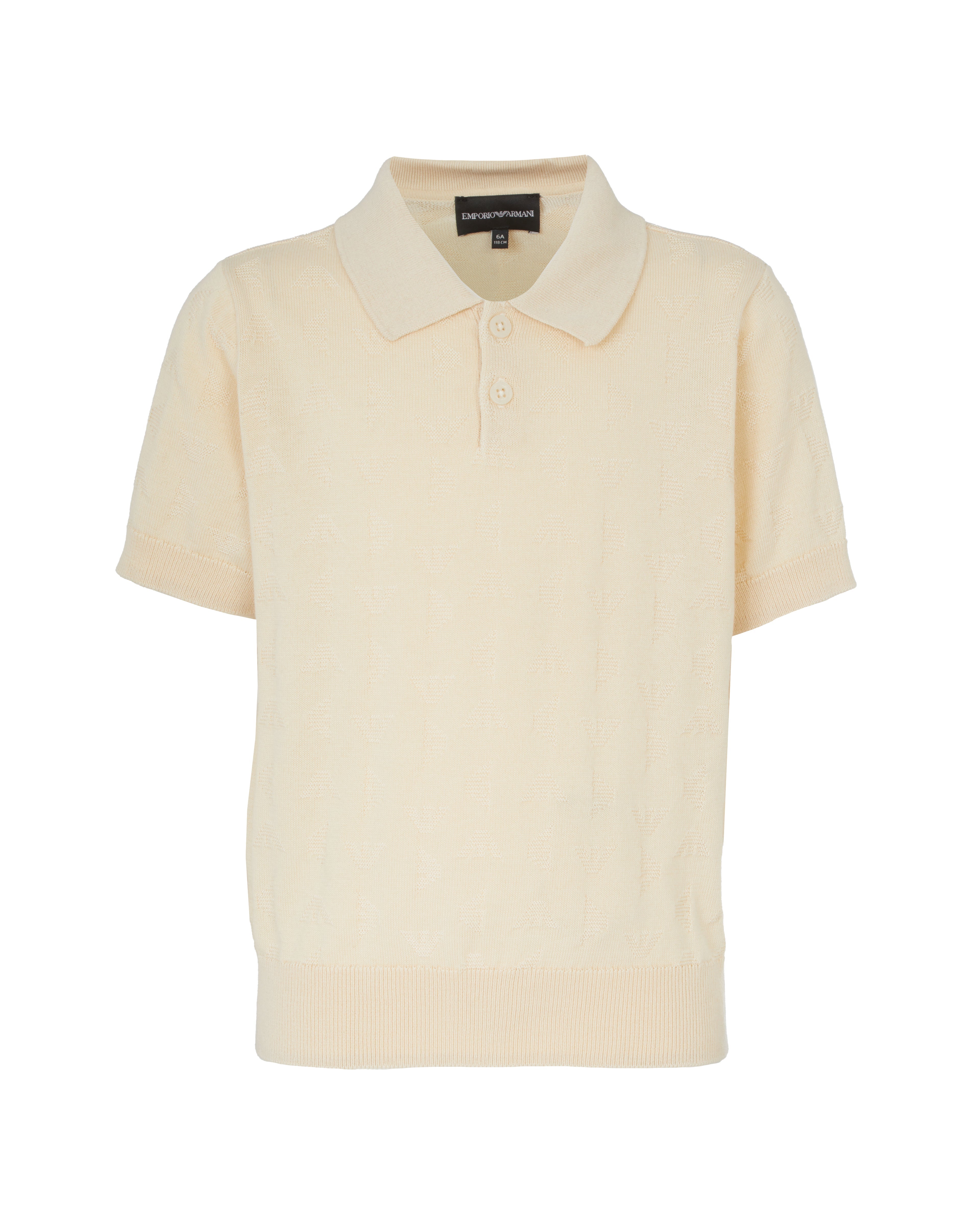 Textured Knit Polo Pullover – Cream Emporio Armani