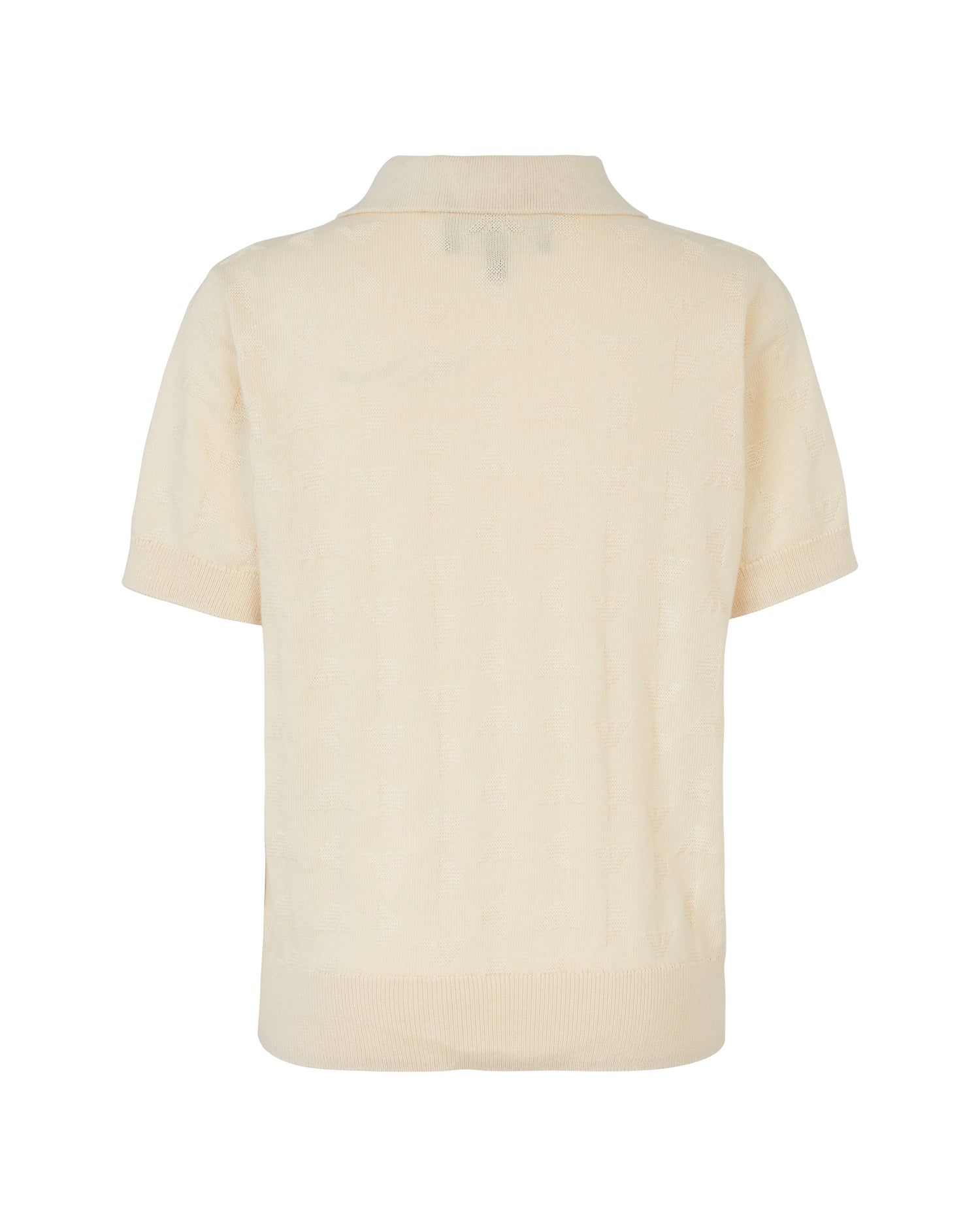 Textured Knit Polo Pullover – Cream