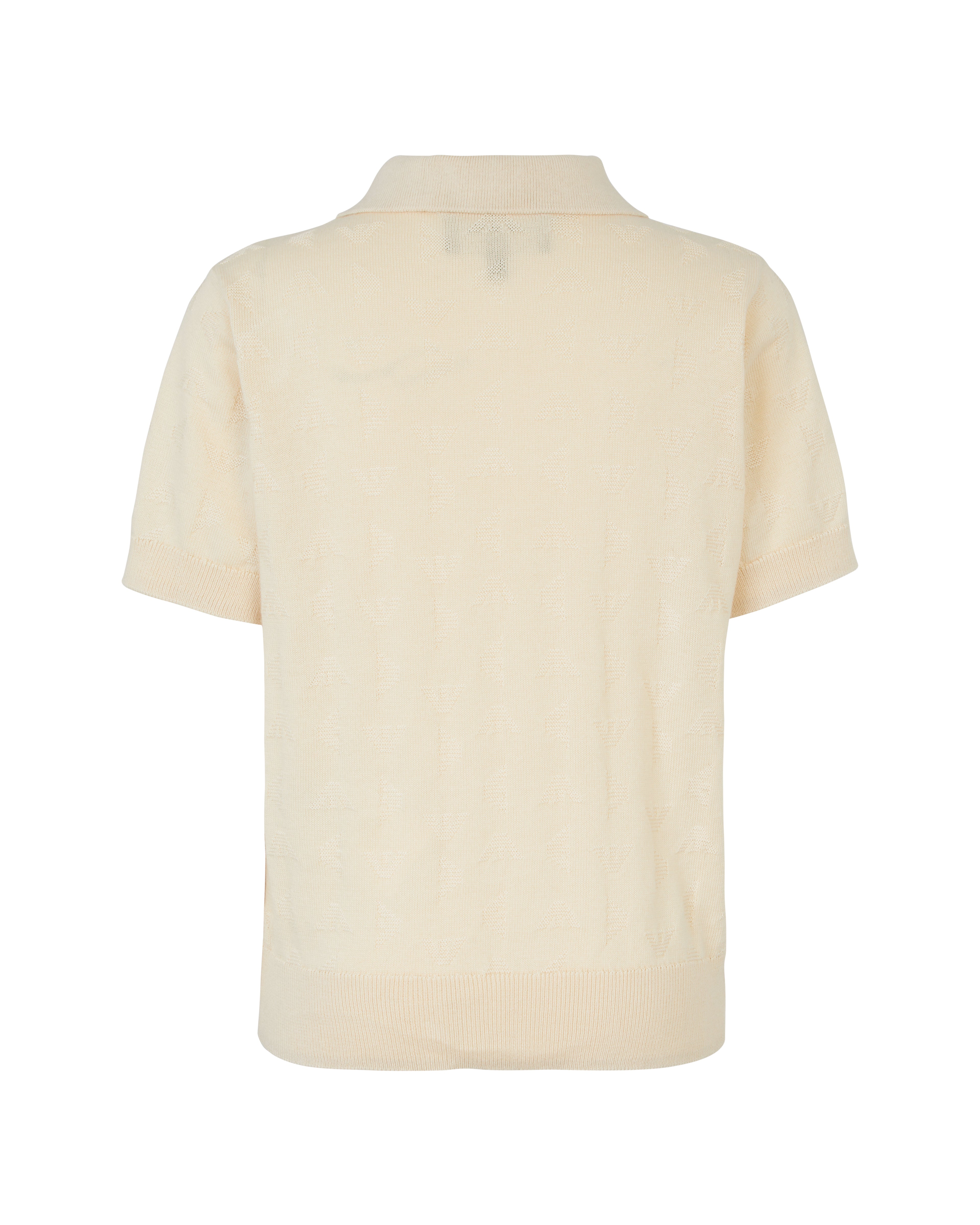 Textured Knit Polo Pullover – Cream