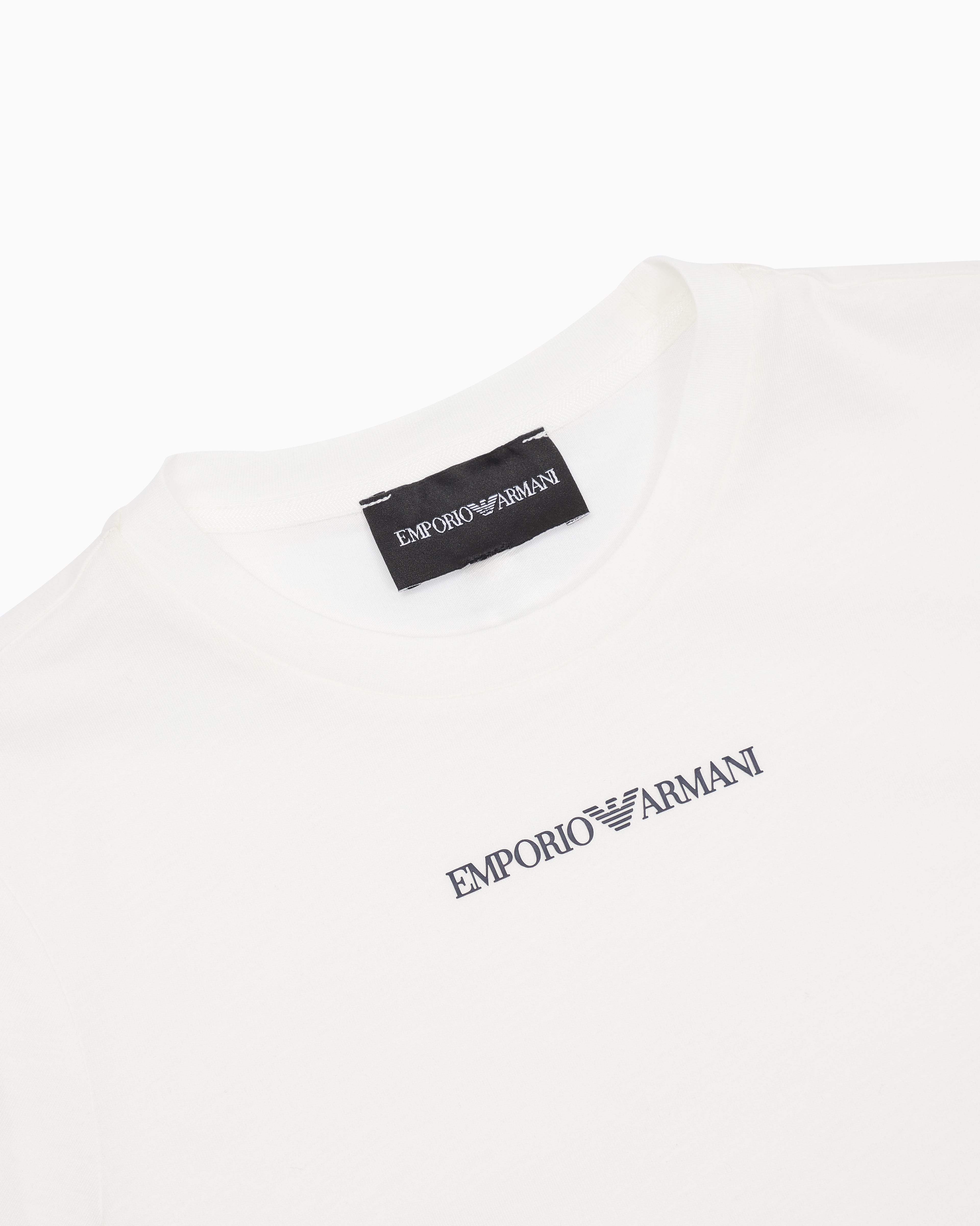 Classic White Cotton Tee for Kids Emporio Armani
