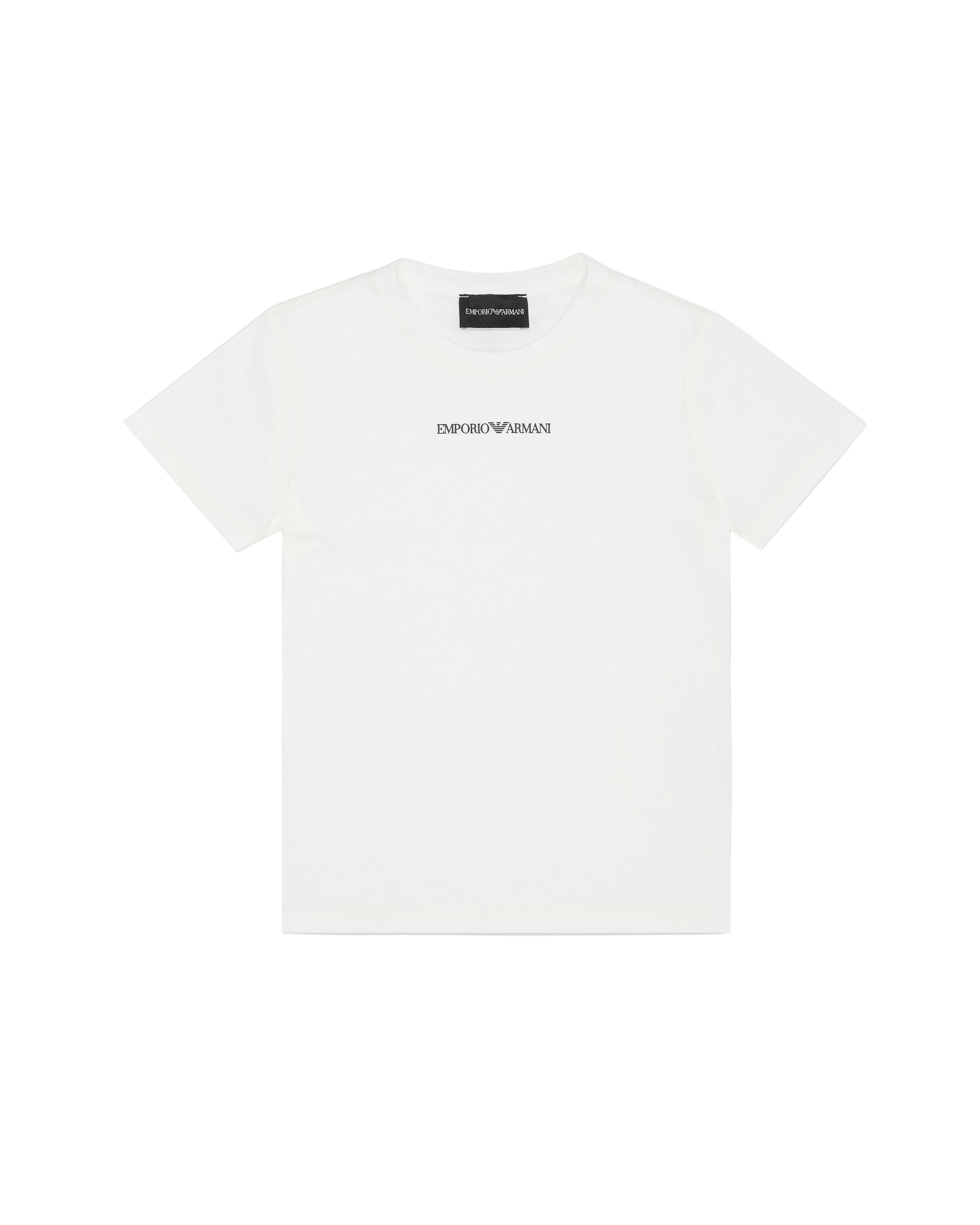 Classic White Cotton Tee for Kids Emporio Armani