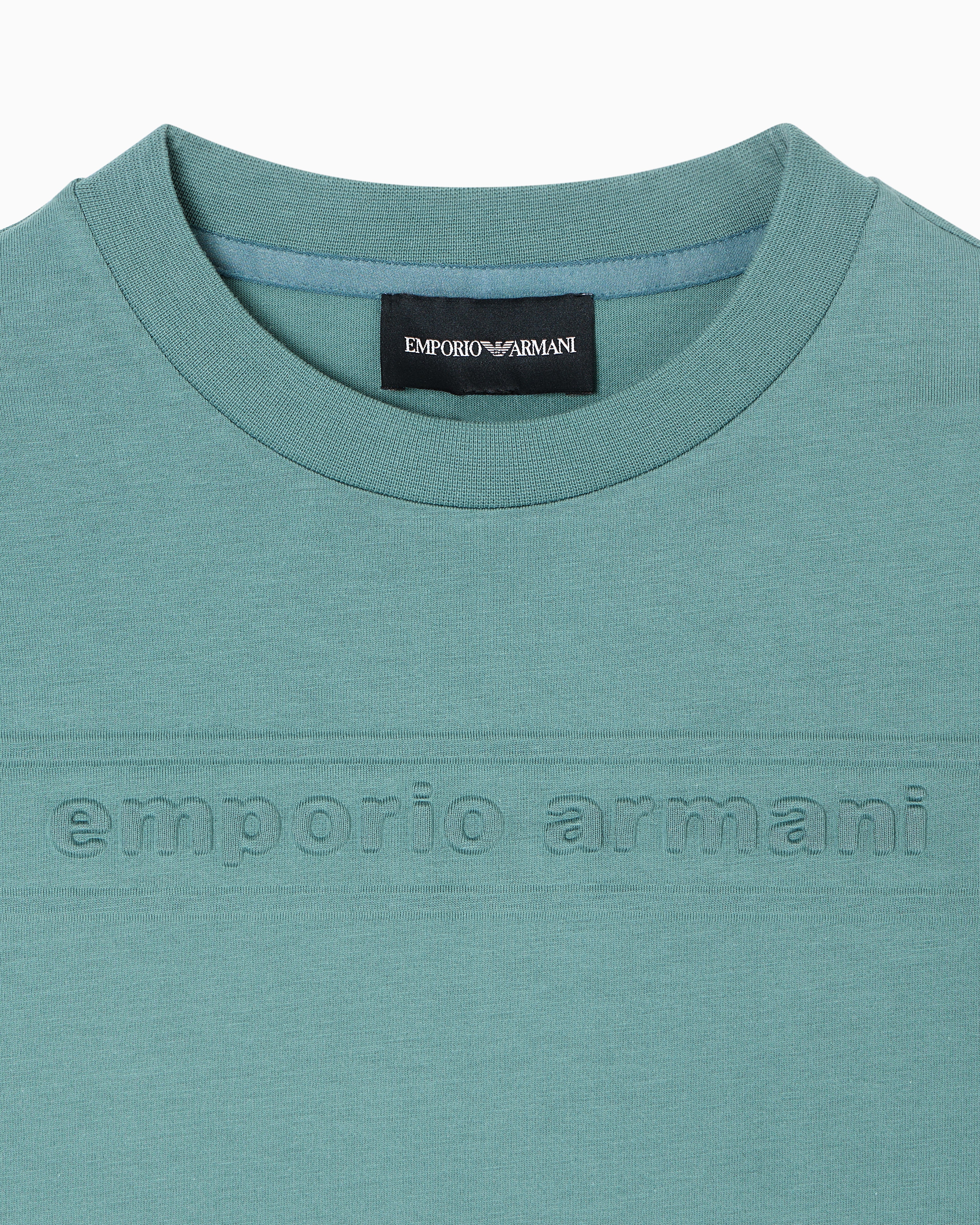 Comfort-Fit Cotton Jersey T-Shirt with Embossed Logo Emporio Armani