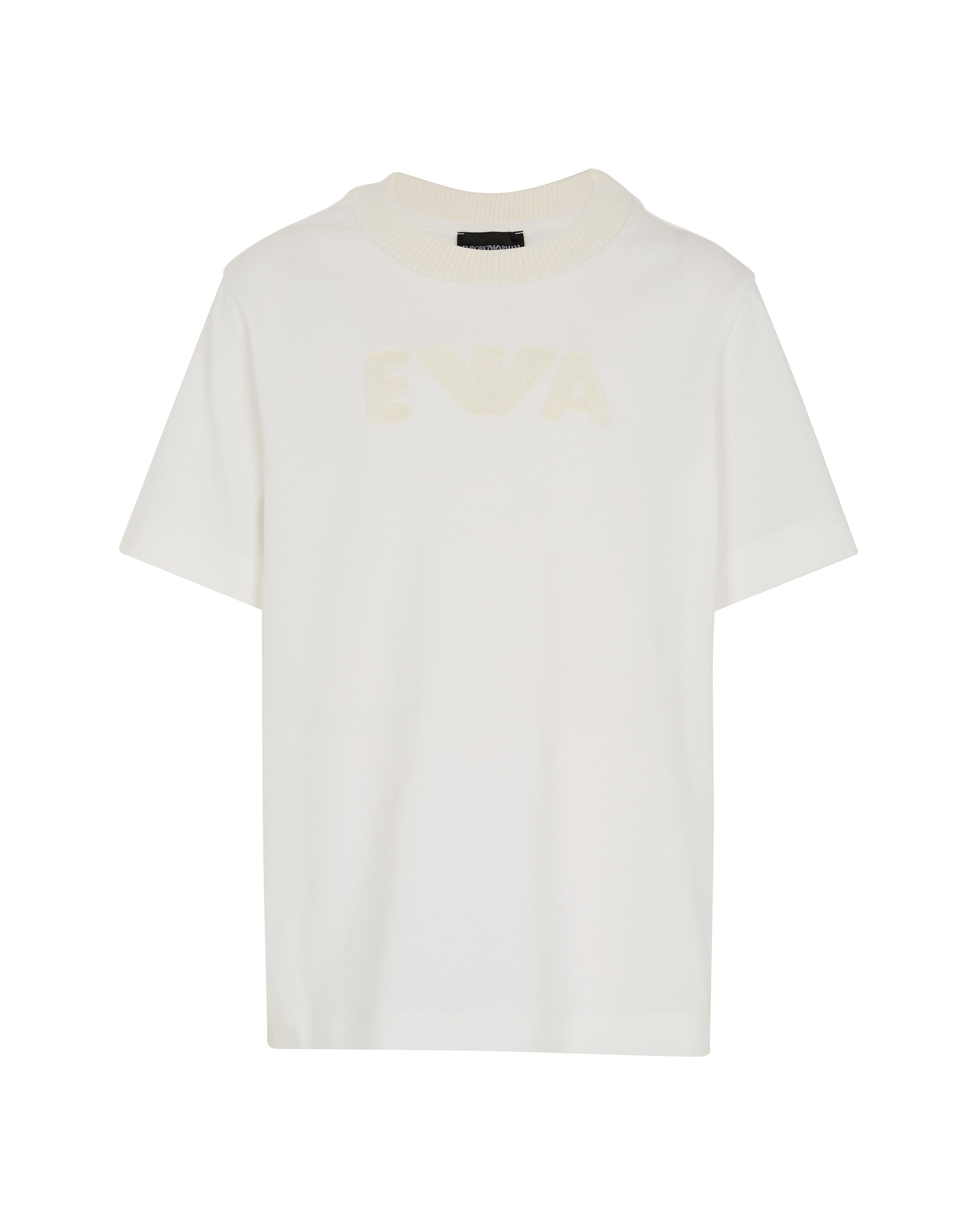 Kids Cotton T Shirt with Logo, White Emporio Armani