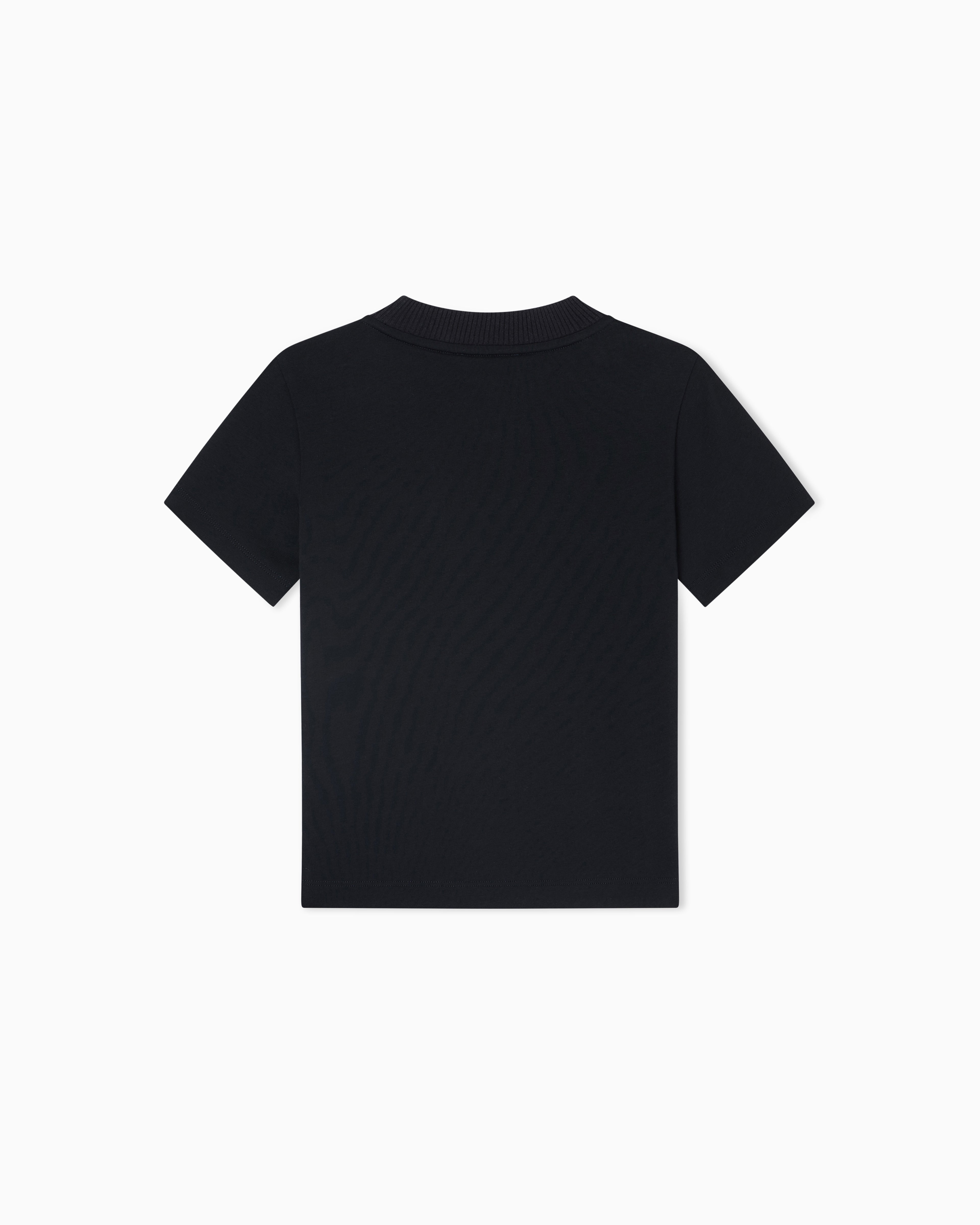 Kids Cotton T Shirt with Logo Detail, Navy