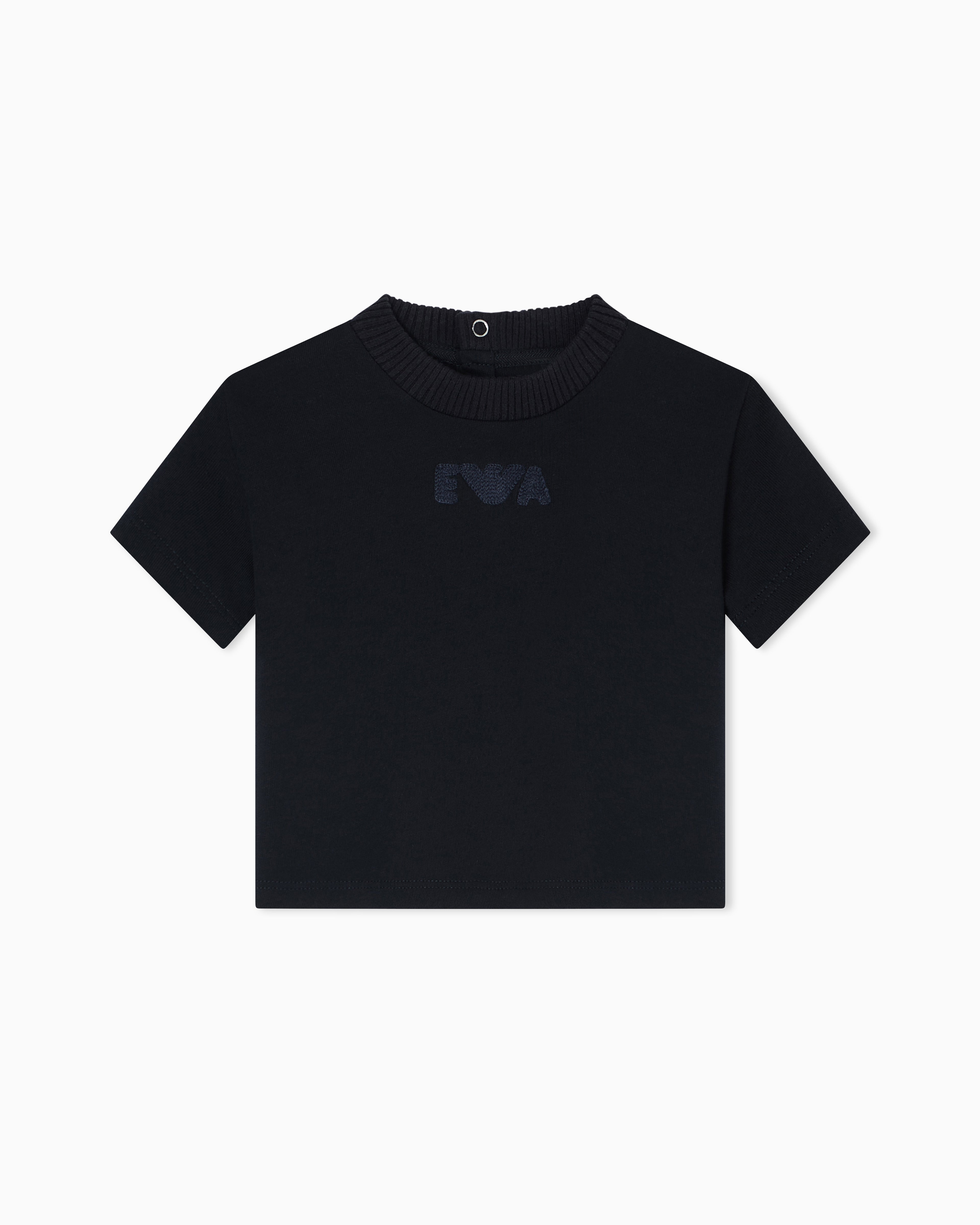 Baby Cotton T Shirt with Logo, Navy