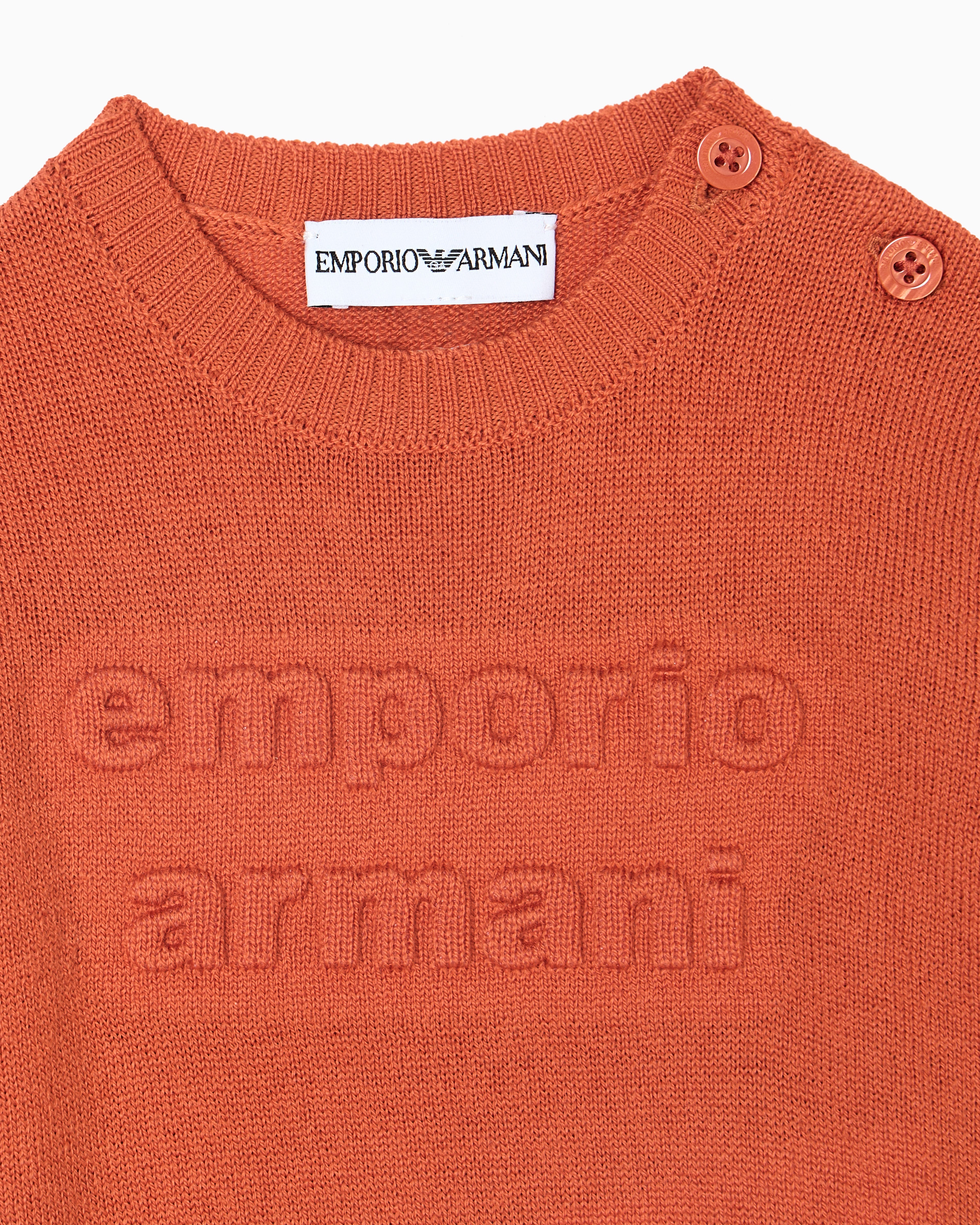 Embossed Rib-Knit Shoulder-Button Crew Sweater Emporio Armani