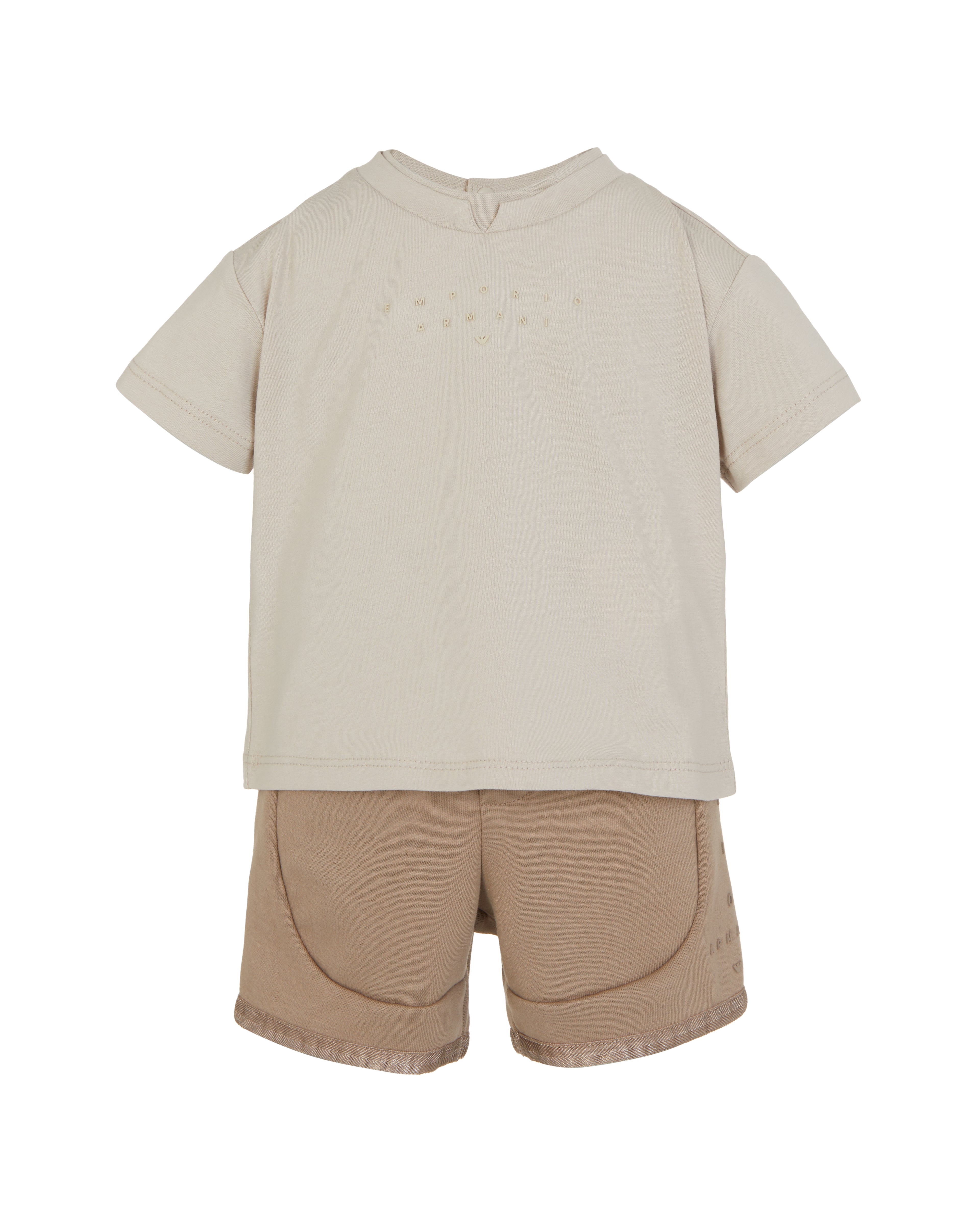 Studded Logo Tee & Herringbone-Trim Shorts Set Emporio Armani